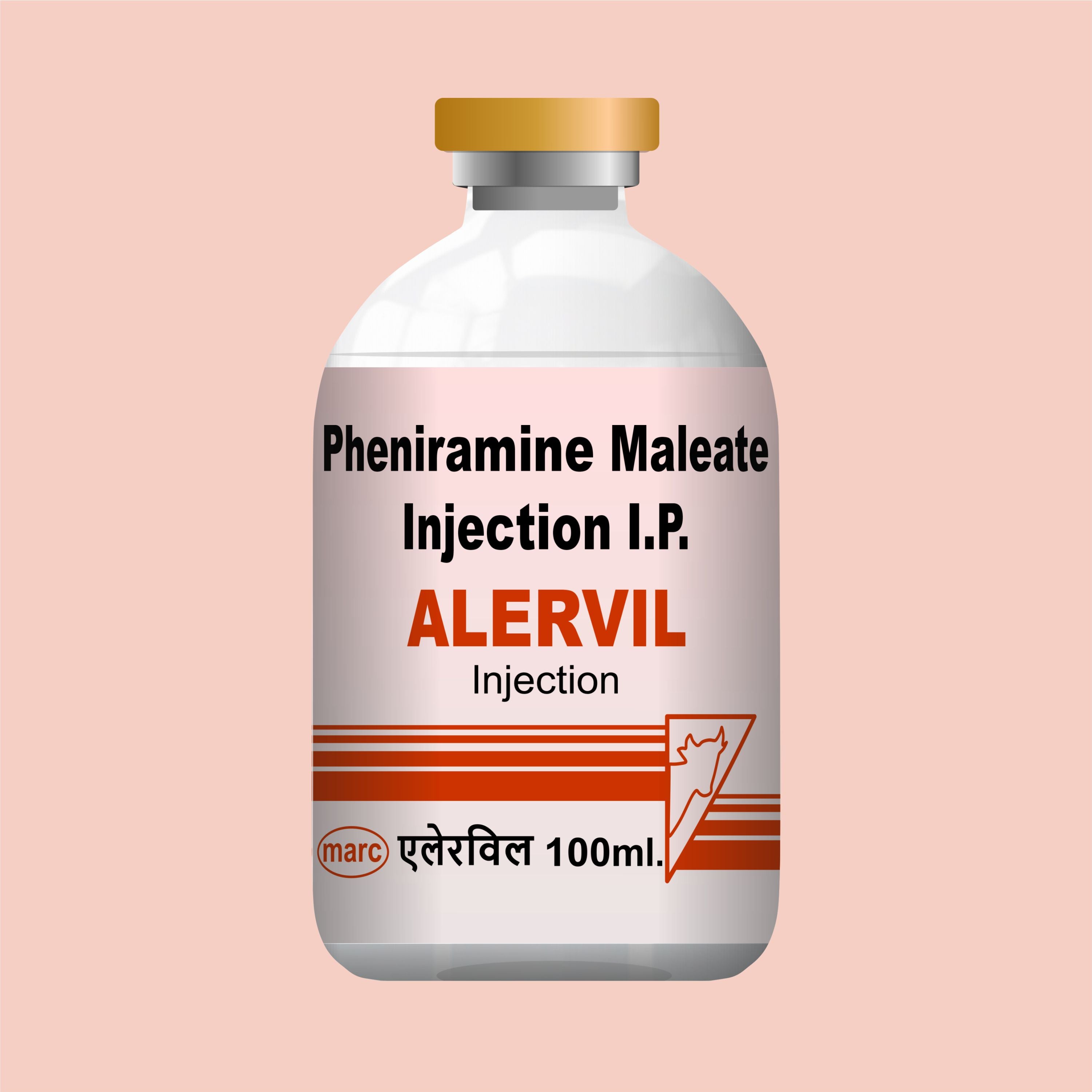 Marc Alervil Injection 100ml (64Unit) – Fast-Acting Veterinary Antiallergic & Antihistamine Solution for Livestock & Pets