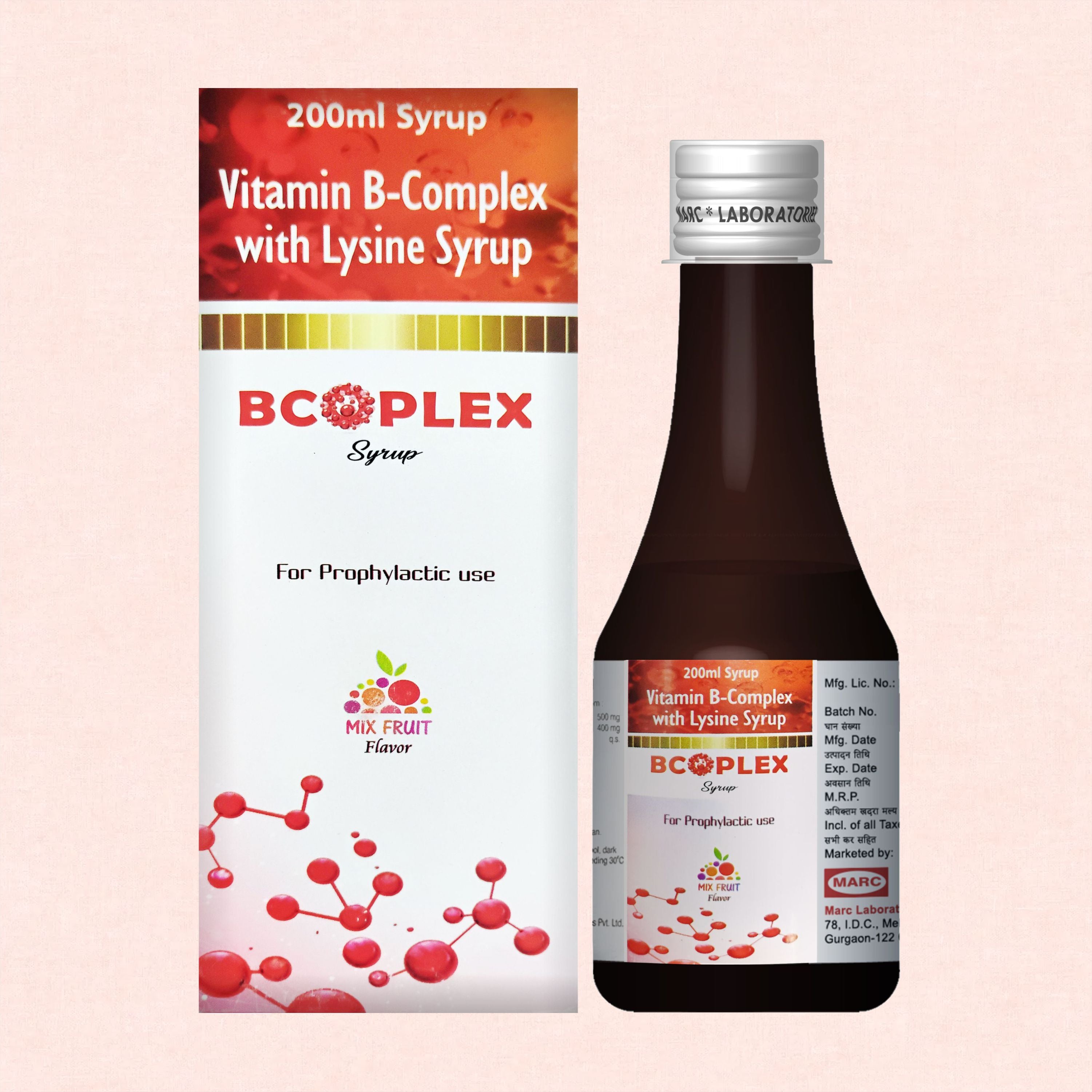 Marc Bcoplex Syrup – Vitamin B-Complex & Lysine Syrup for Energy, Nerve Health & Nutritional Support