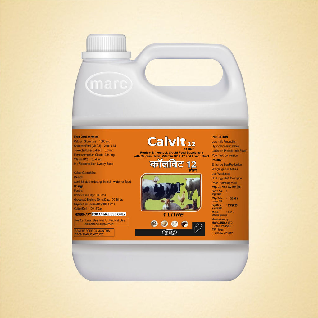 Marc Calvit 12 Syrup 1Lt – Calcium, Iron & Vitamin Supplement for Livestock