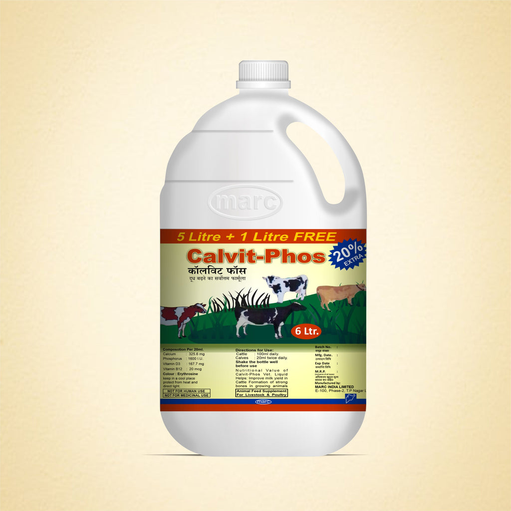 Calvit Phos Syrup 6ltr – Liquid Calcium & Phosphorus with Vitamins D3 & B12 for Livestock