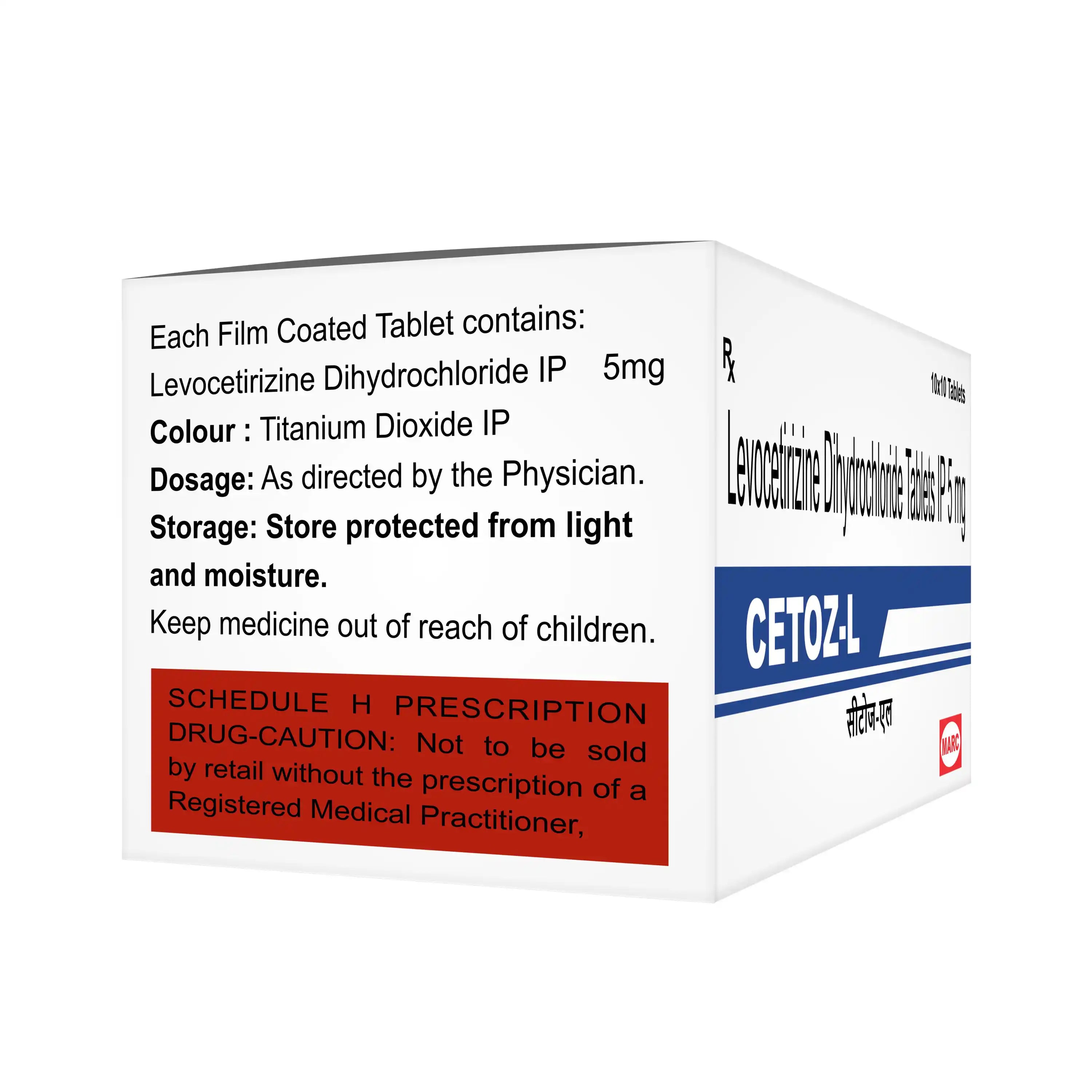 Cetoz-L Cetirizine & Levocetirizine Tablet – Allergy, Runny Nose & Skin Itching Relief