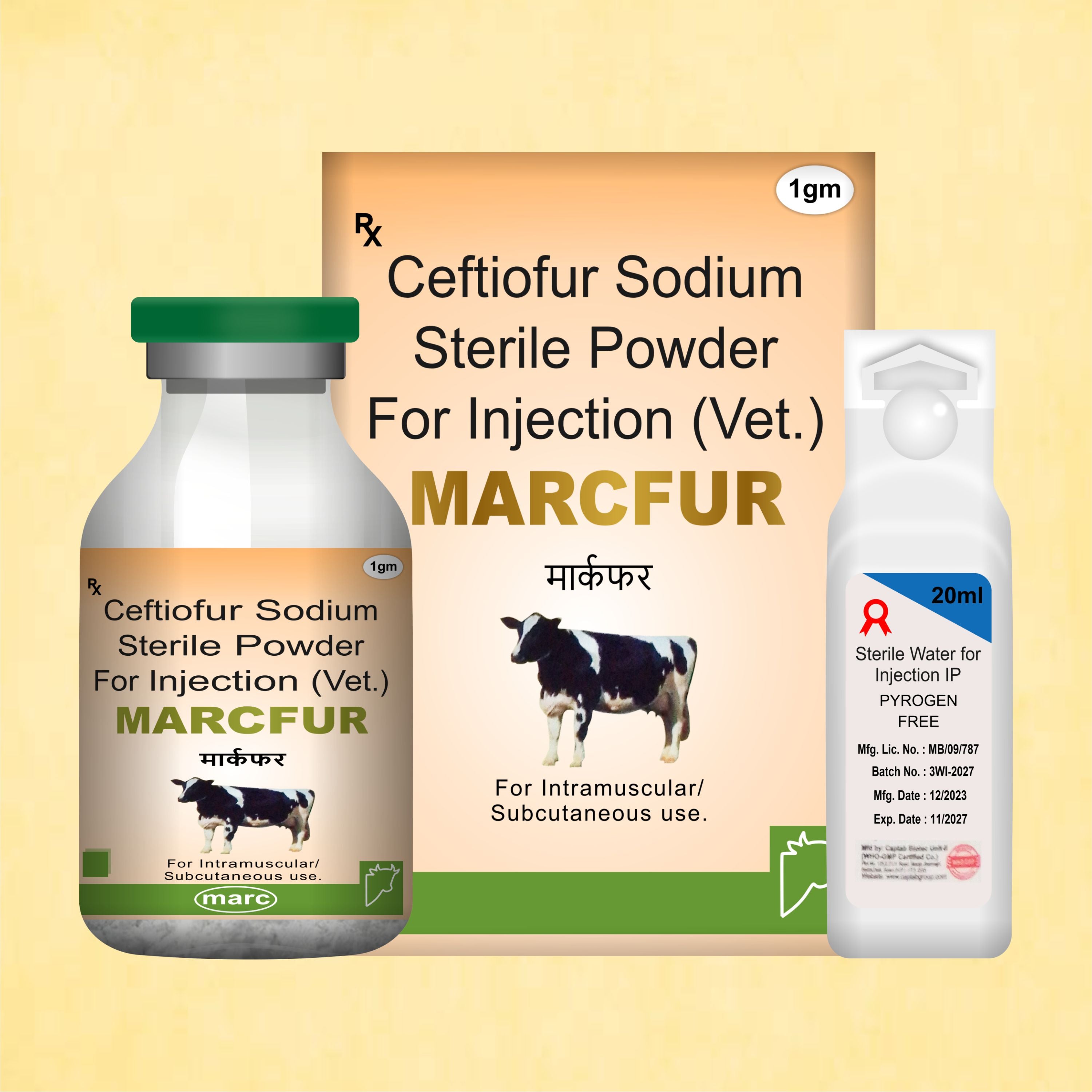 Marcfur Injection 1Gm – Powerful Broad-Spectrum Veterinary Antibiotic with Ceftiofur