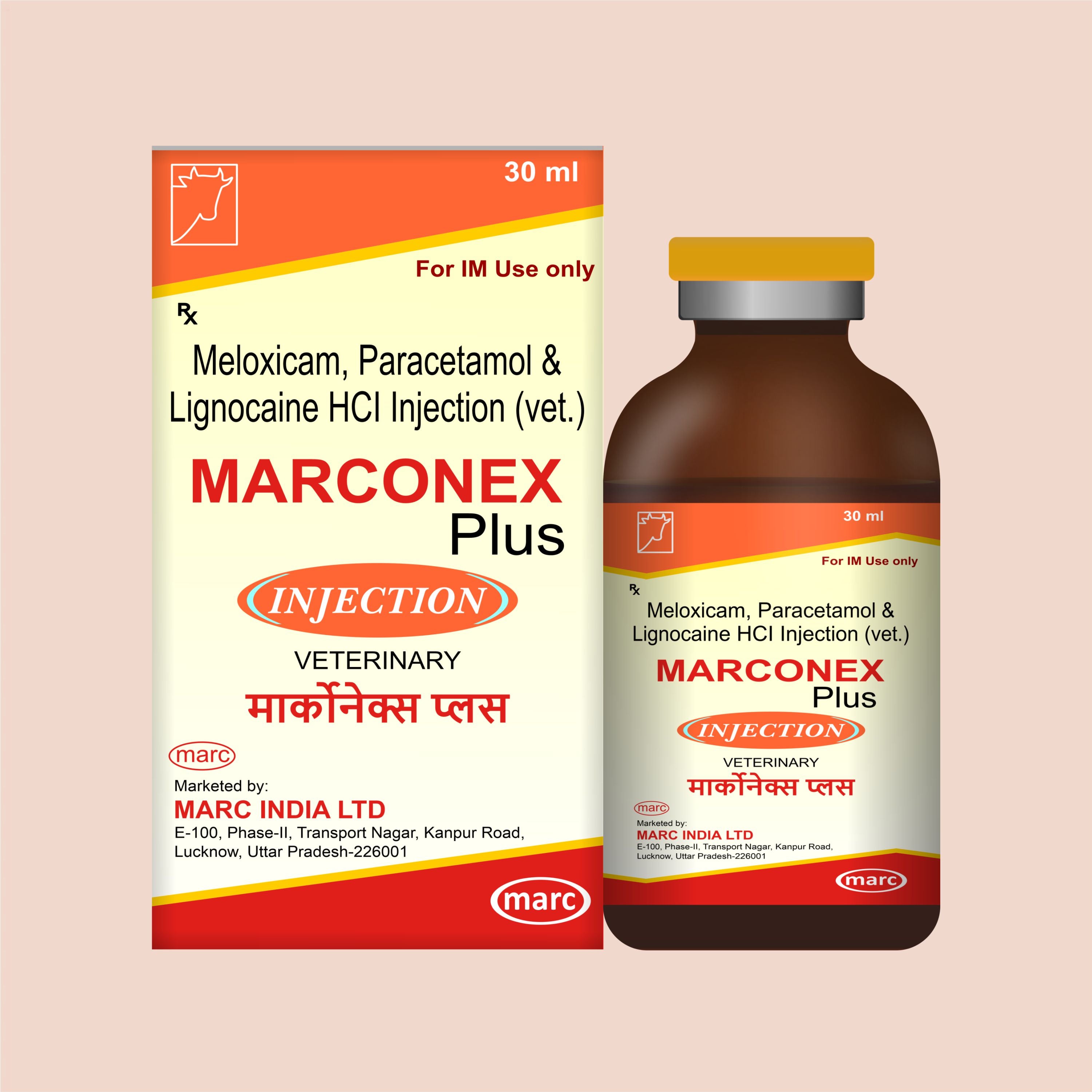 Marconex Plus Injection 30ml – Fast-Acting Veterinary Pain Relief & Anti-Inflammatory for Livestock & Pets (Pack of 3)