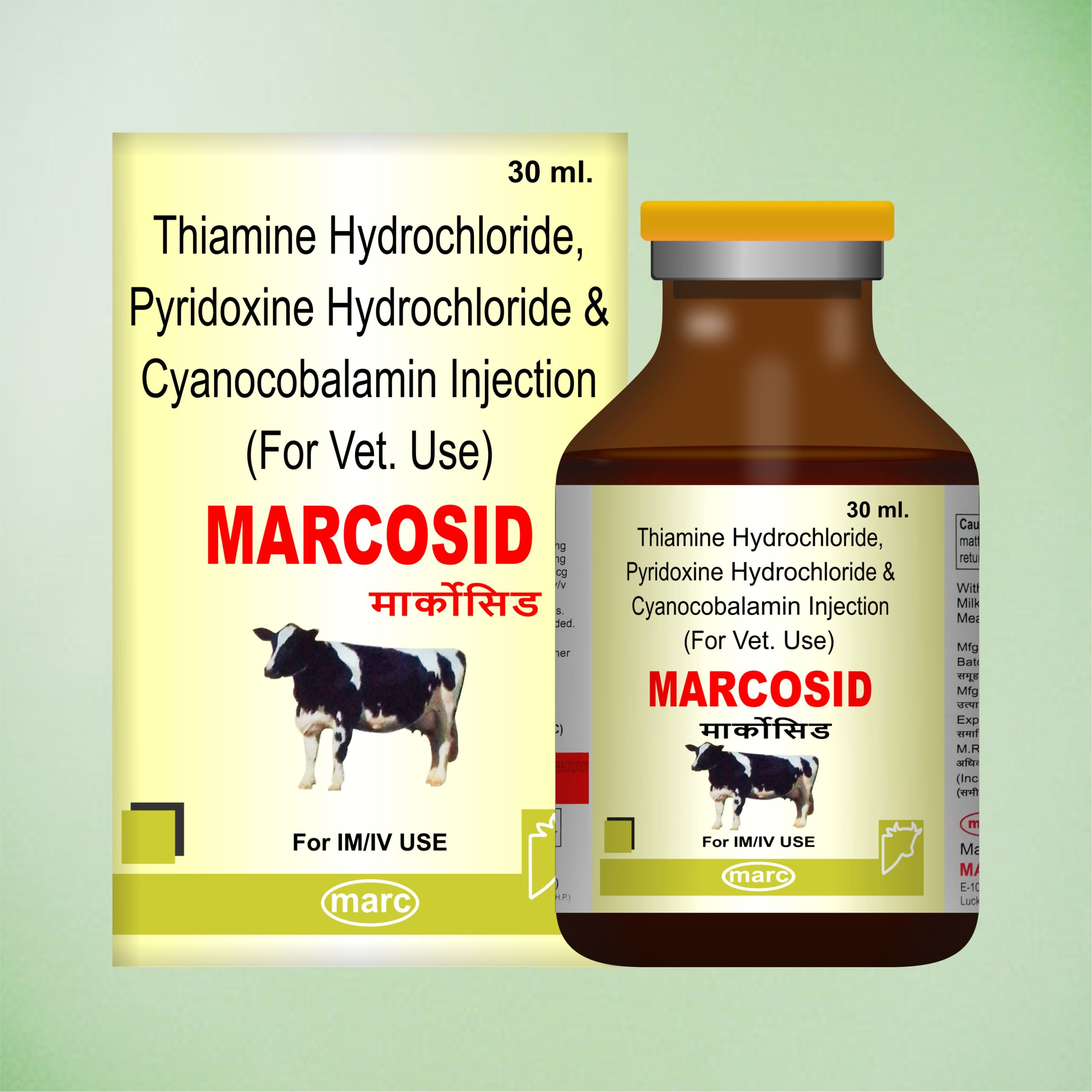 Marcosid Injection 30ml – Powerful B-Complex Support for Energy, Nerve & Muscle Health in Livestock (Pack of 3)