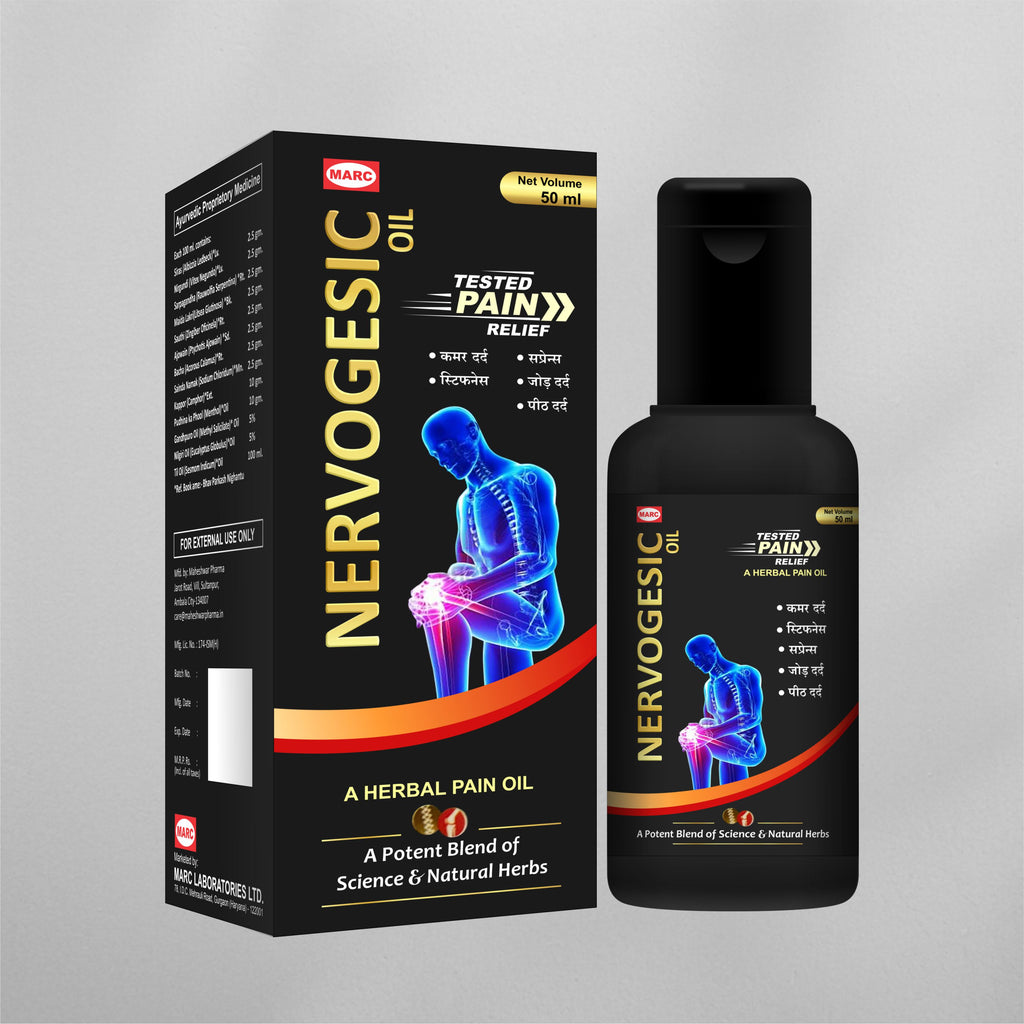 Marc Nervogesic Oil 50ml Pack of 5 – Ayurvedic Pain Relief Oil for Joint Pain, Backache & Muscle Stiffness