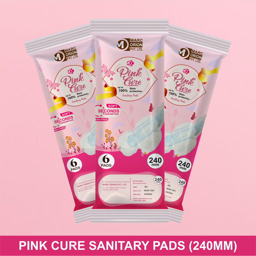 Pink Cure Sanitary Pads 240mm – Soft Cotton Pads for Regular Flow & All-Day Comfort