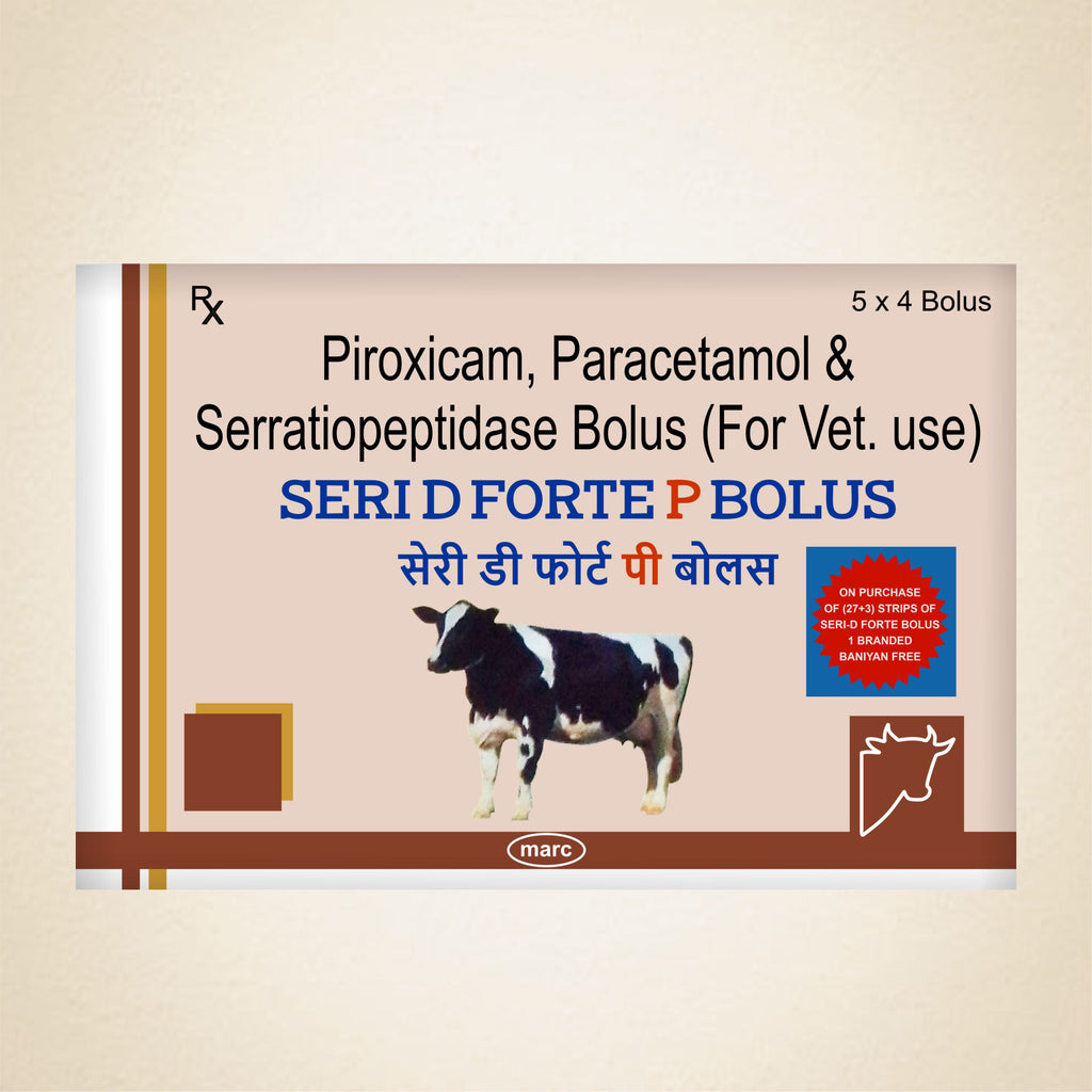 Seri D Forte P Bolus (5x4) – Triple Action Pain, Fever & Inflammation Relief for Livestock