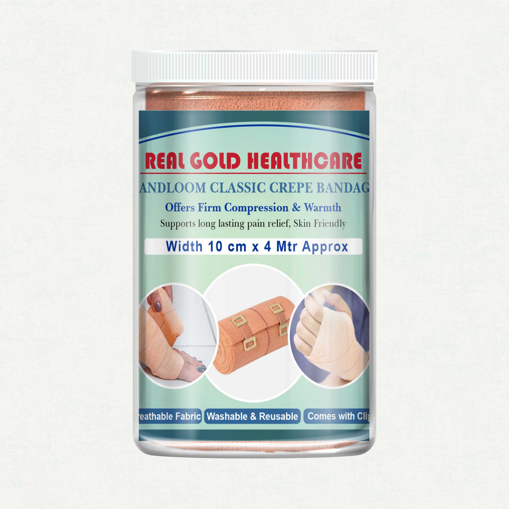 Handloom Classic Crepe Bandage – Wide Compression Bandage for Knee & Thigh Support