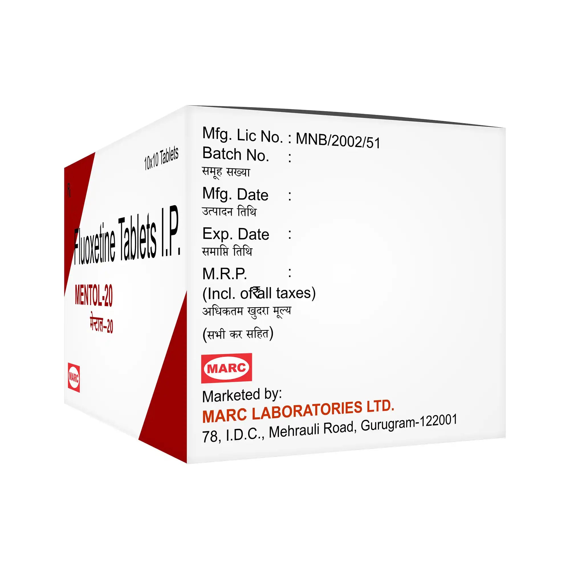 Mentol-20 Escitalopram 20mg Tablet – Depression, Anxiety & OCD Treatment