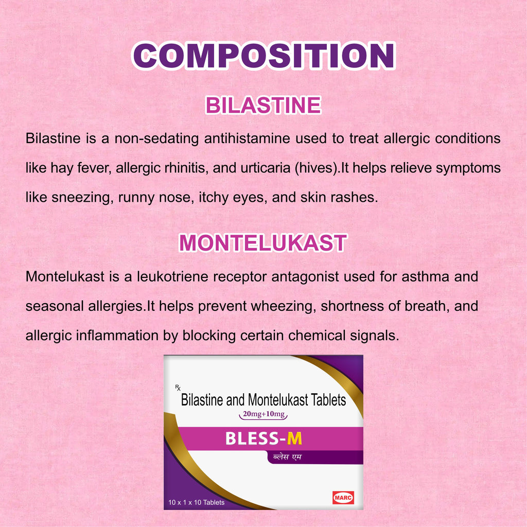 Marc Bless M Tablets – Dual Action Allergy Relief with Bilastine & Montelukast