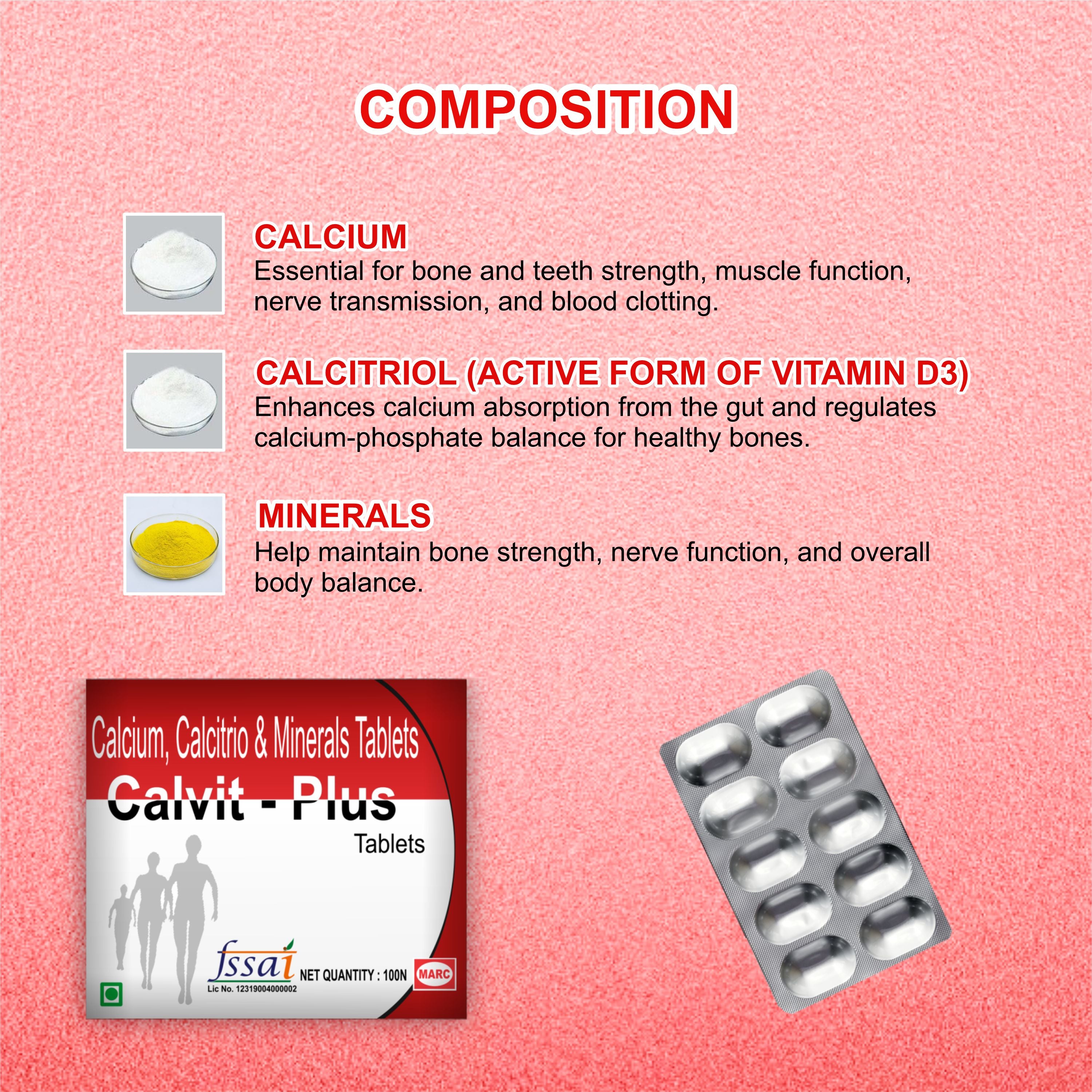 Calvit Plus Tablet – Complete Bone & Immunity Support Formula ( Pack of 2 Strip)