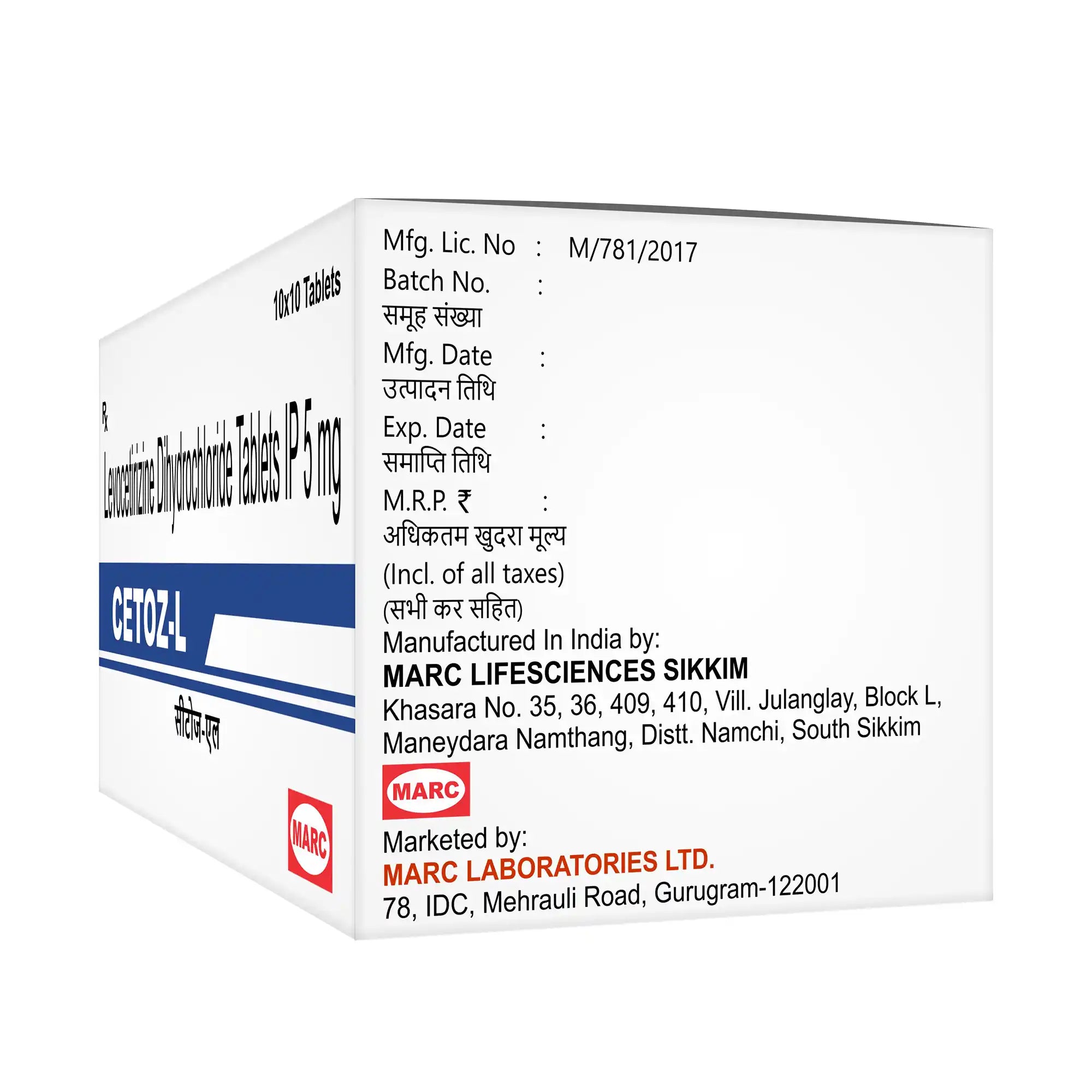 Cetoz-L Cetirizine & Levocetirizine Tablet – Allergy, Runny Nose & Skin Itching Relief