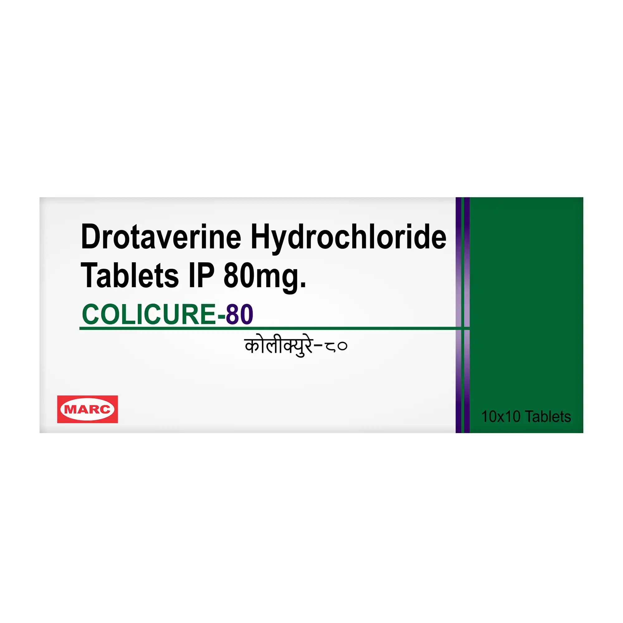 Colicure-80 Drotaverine 80mg Tablet – Abdominal Cramps, Colic & Spasm Relief