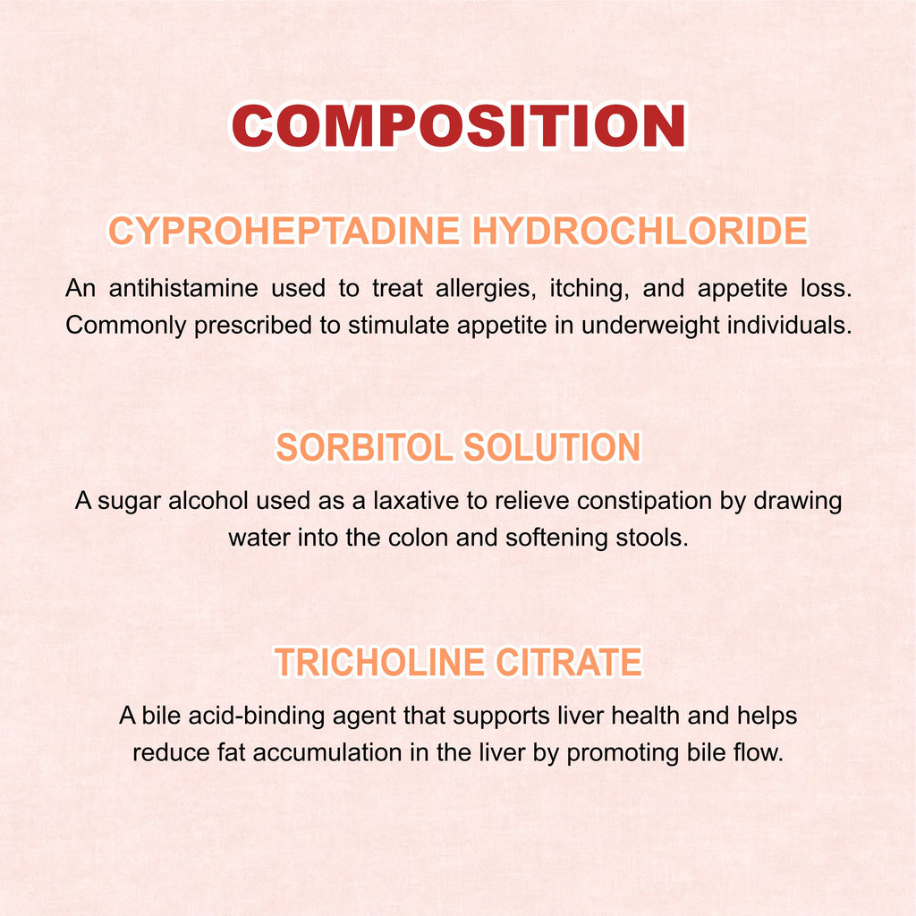 Cypoliv Liver Health & Appetite Support Syrup – Cyproheptadine, Sorbitol & Tricholine Citrate