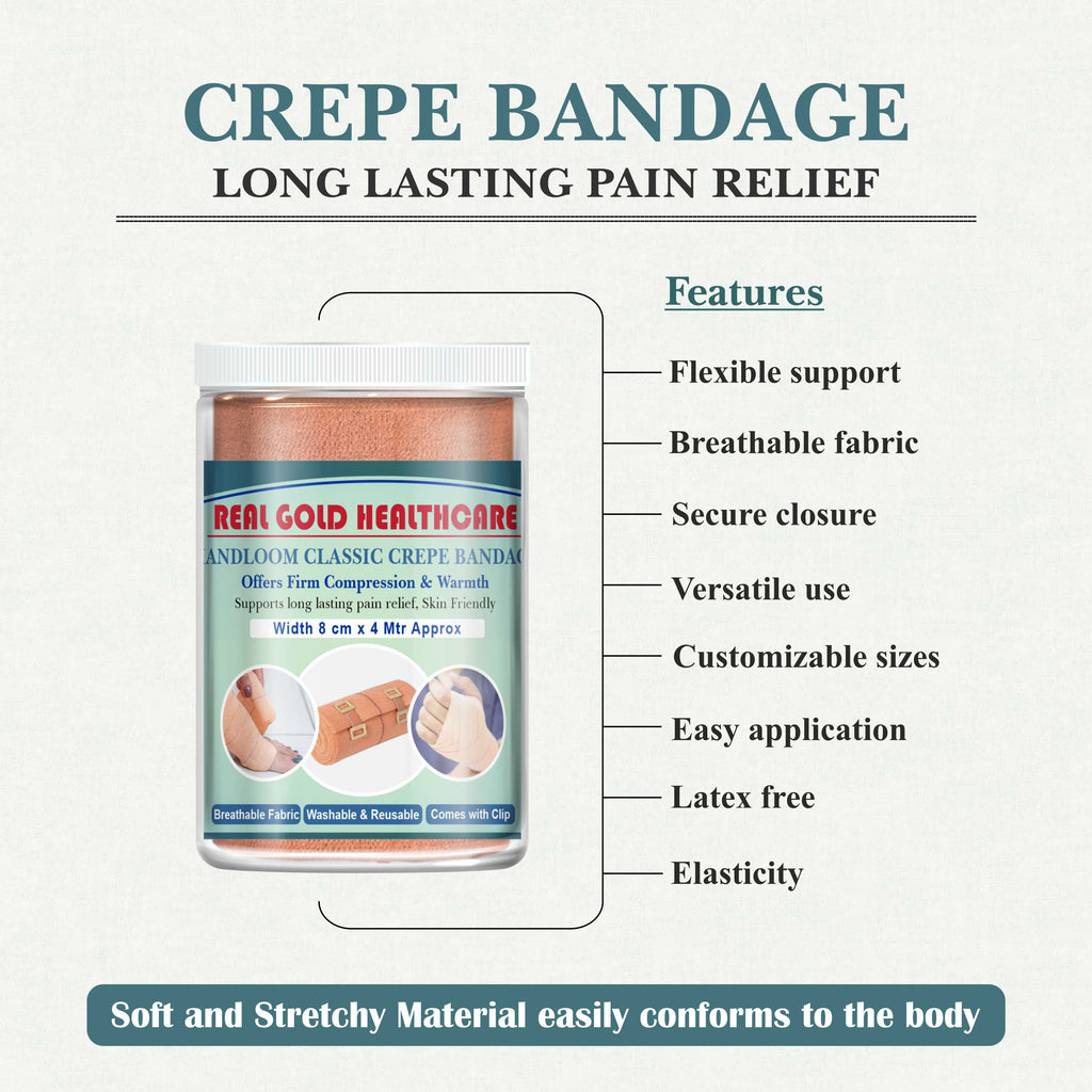 Handloom Classic Crepe Bandage – Elastic Support Wrap for Elbow, Knee & Forearm