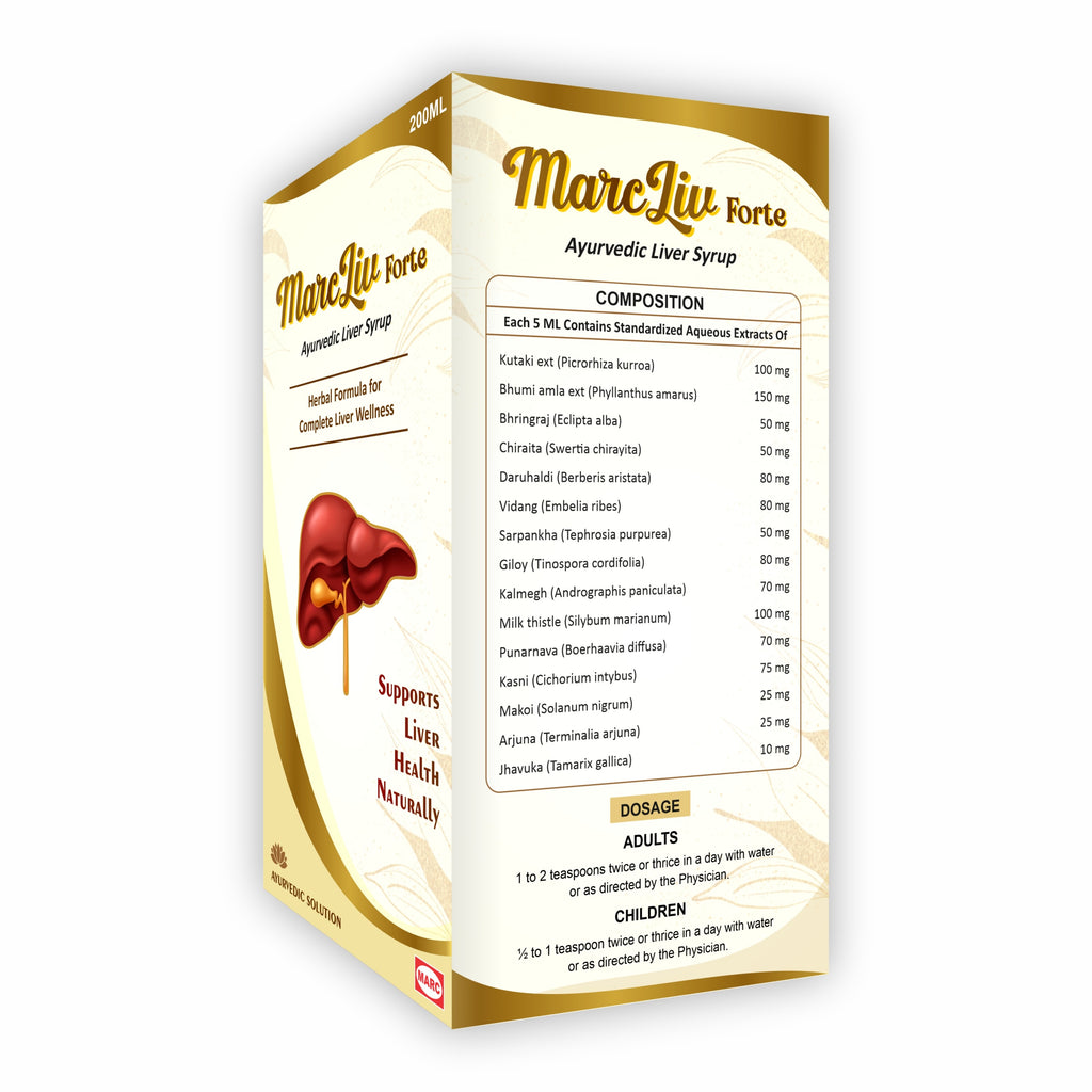 MarcLiv Forte Ayurvedic Liver Syrup (200ml) – Herbal Formula for Liver Wellness, Natural Detox Support & Daily Liver Care