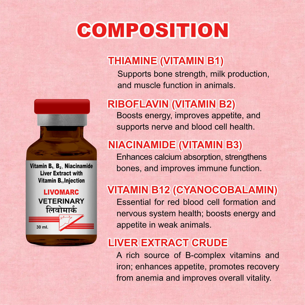 Livomarc Injection 30ml – Complete Liver Tonic & Vitality Booster for Livestock (Pack of 5)