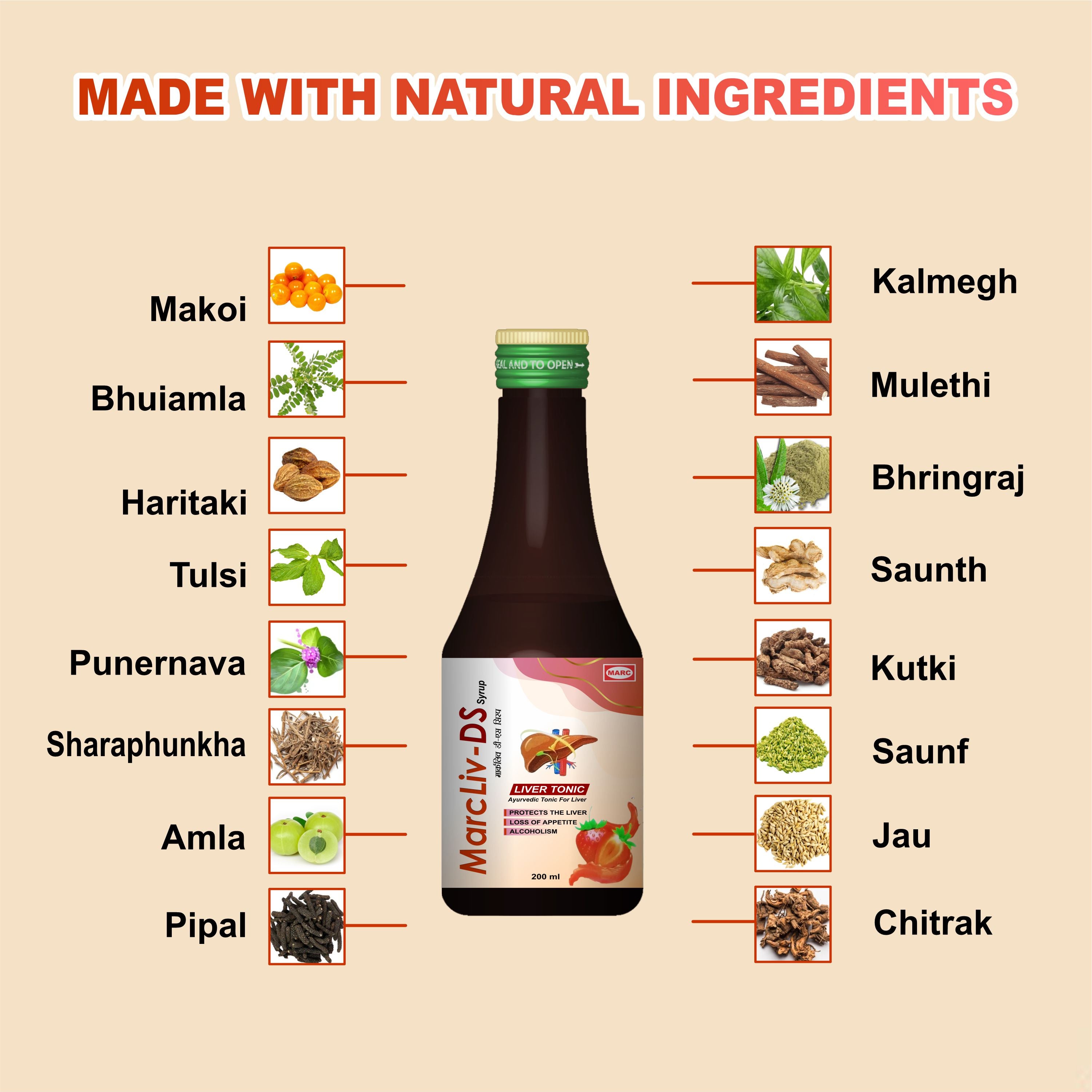 MarcLiv DS Syrup 200ml – Ayurvedic Liver Tonic for Detoxification, Digestion & Healthy Liver Function