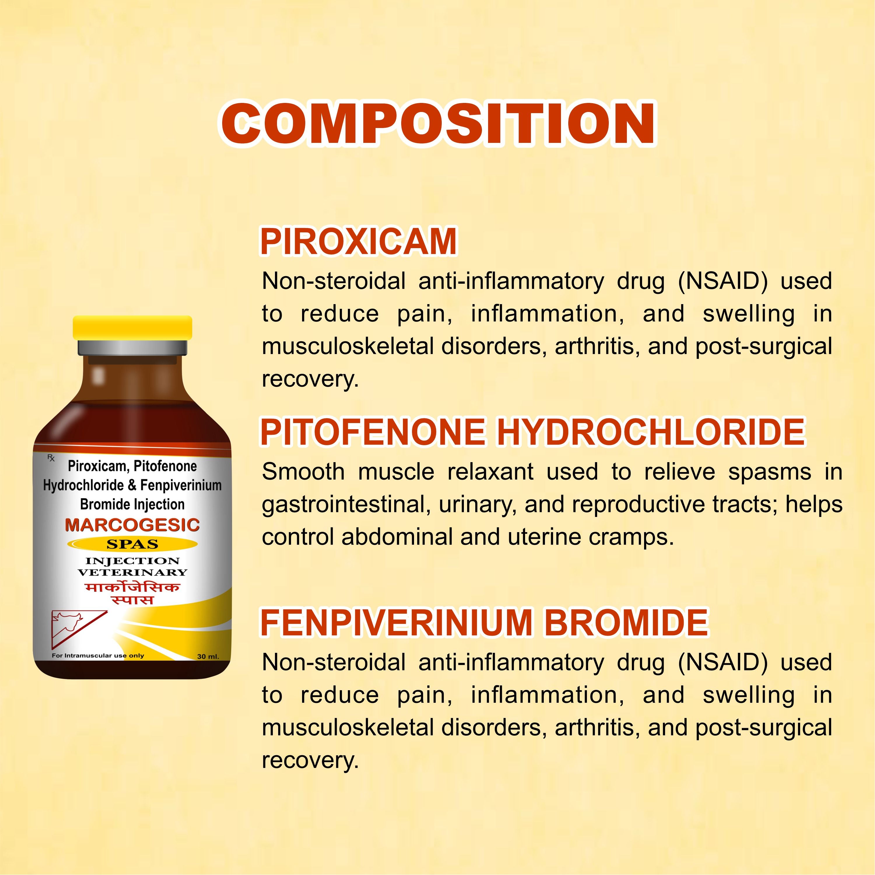 Marcogesic Spas Injection 30ml - Powerful Veterinary Muscle Relaxant & Pain Reliever (Pack of 2)