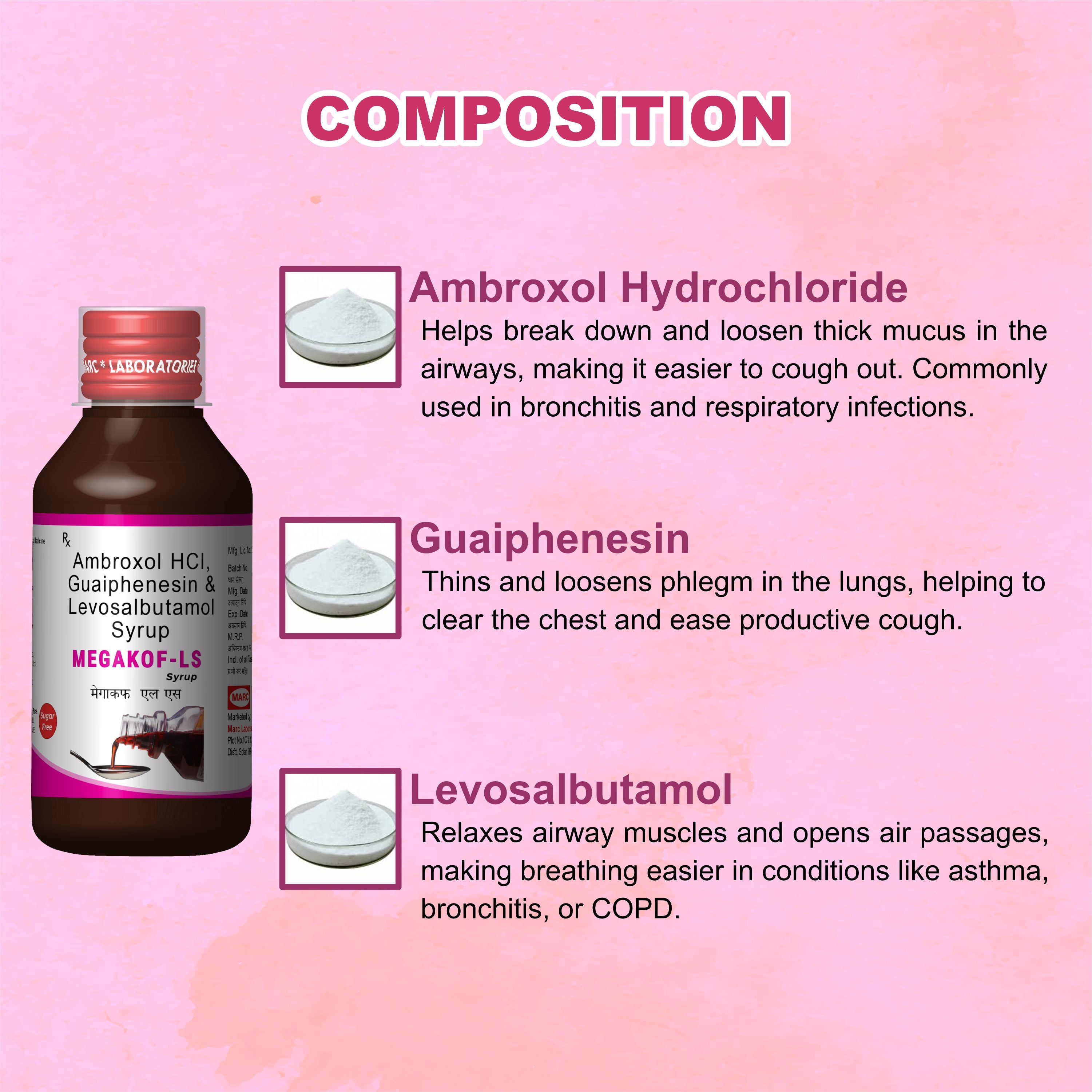 Megakof-LS Cough with Mucus Relief Syrup 100ml – Chest Congestion & Respiratory Support