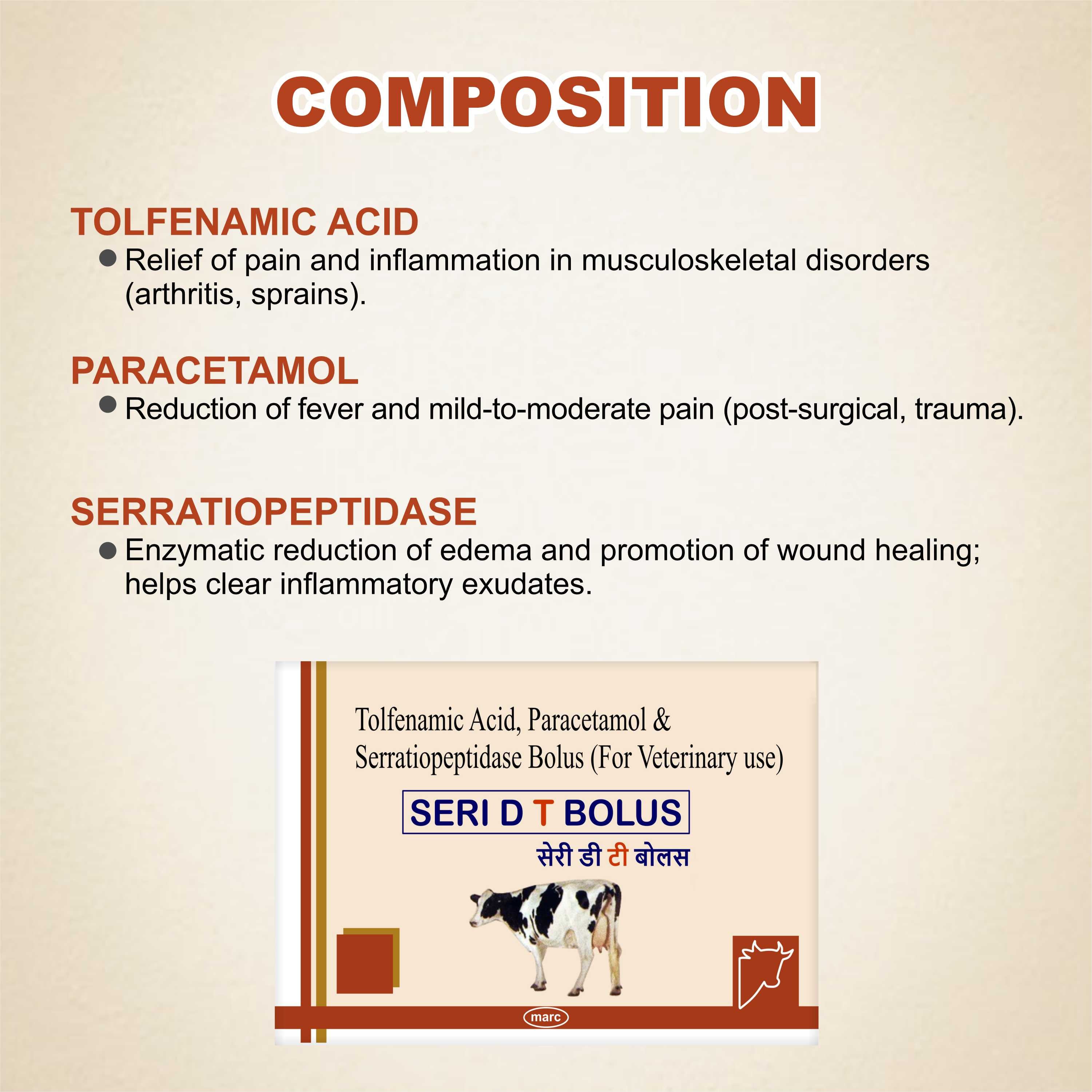 Seri D T Bolus (5x4) – Complete Pain Relief & Anti-Inflammatory Solution for Livestock