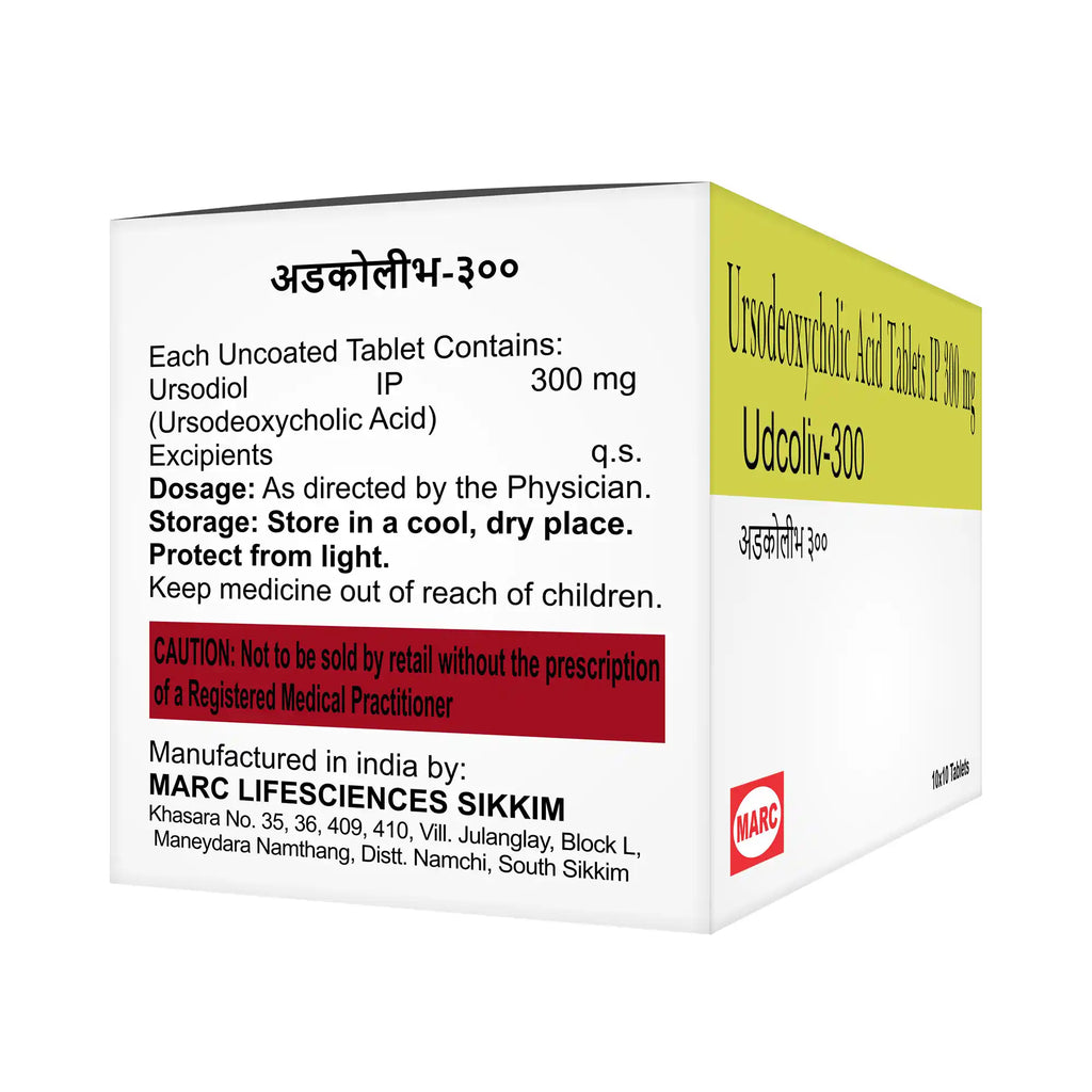 Udcoliv-300- Ursodeoxycholic Acid 300mg Tablet: Helps to Dissolving Cholesterol Gallstones, Supporting Liver Function, Managing Cholestatic Liver Disorders, Improving Bile Flow, and Promoting Long-Term Liver Health