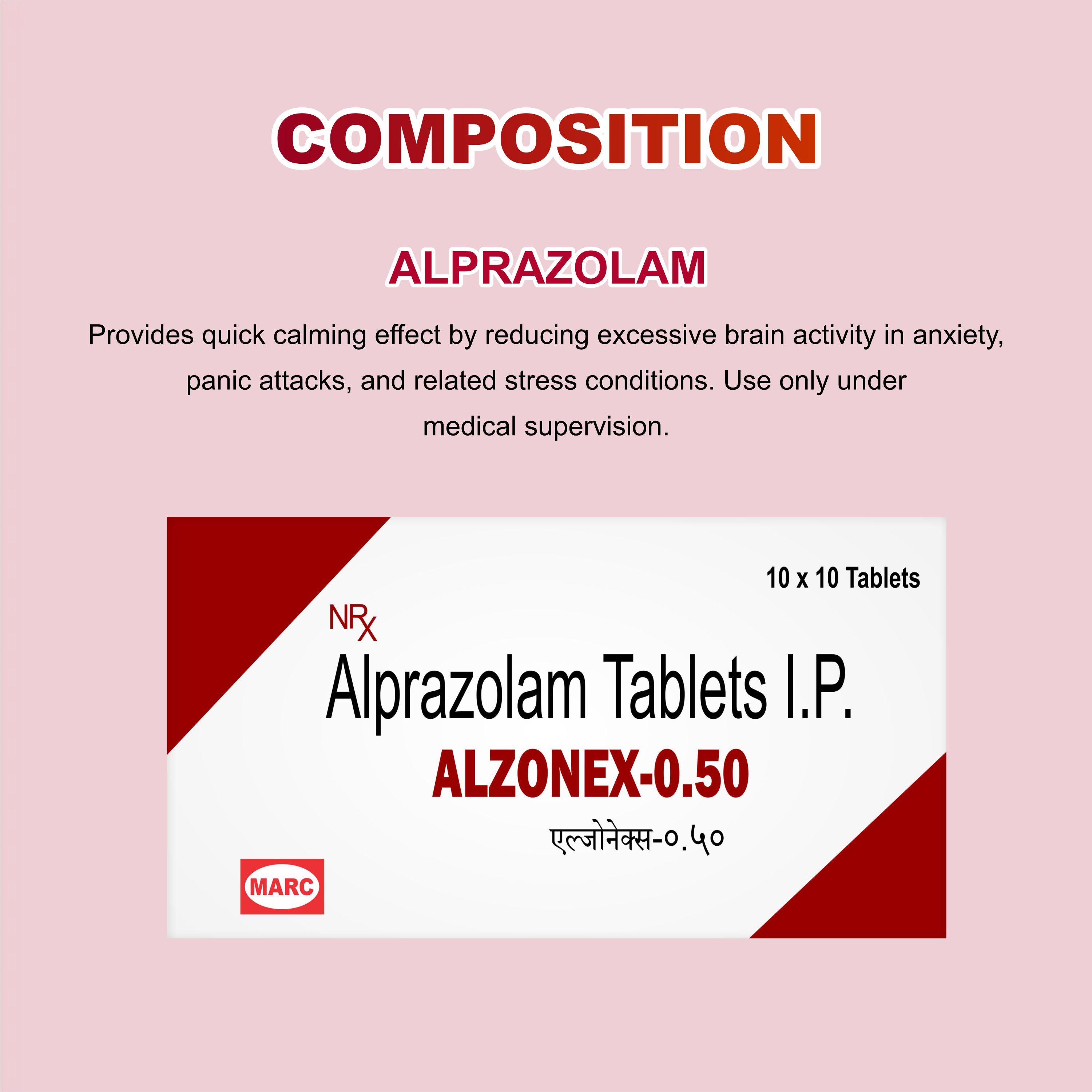 Alzonex 0.5mg Alprazolam Tablet – Moderate Anxiety, Panic Attacks & Sleep Disturbance