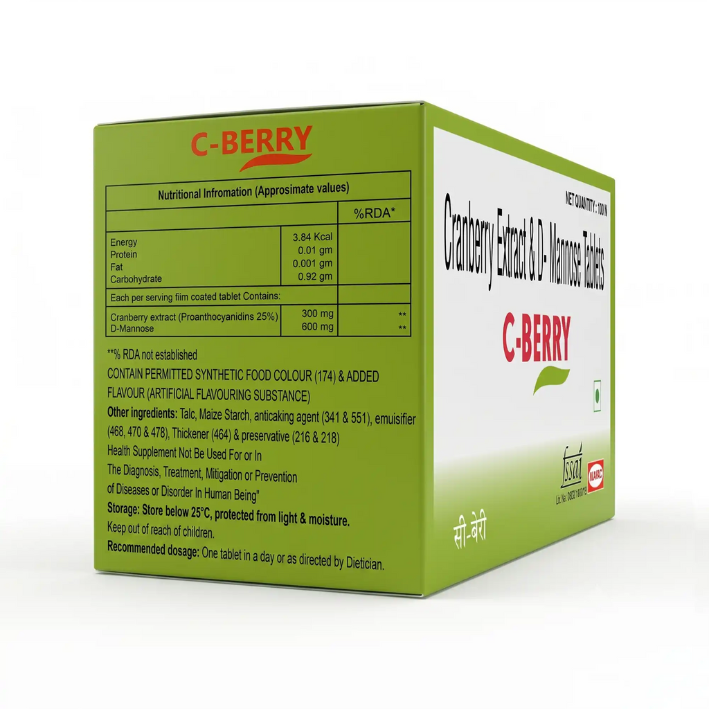 C-Berry Cranberry & D-Mannose Tablet – UTI & Urinary Tract Health for Men & Women