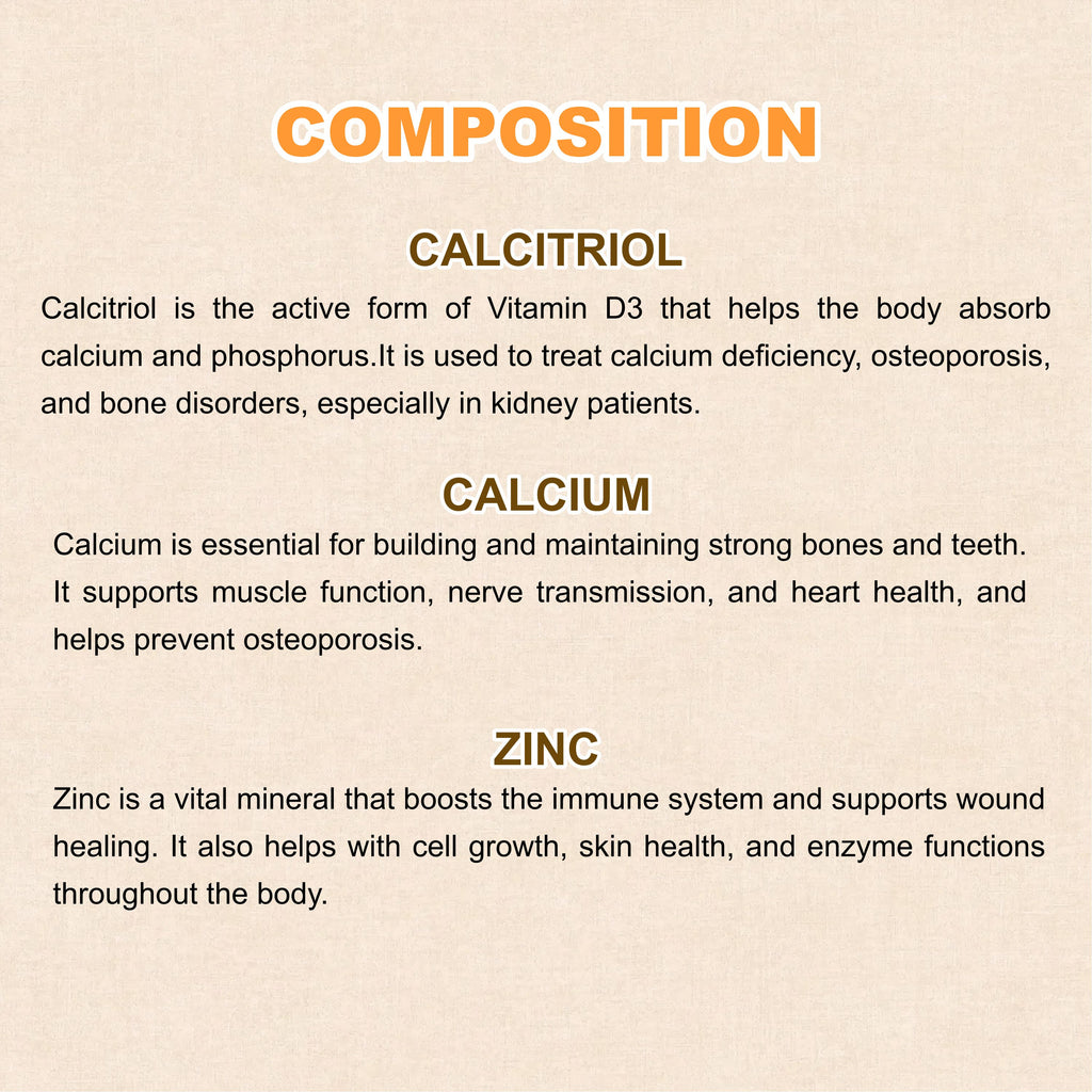 Calcimarc Z Tablets – Whole Bone & Immunity Support with Calcitriol, Calcium & Zinc(1Box)