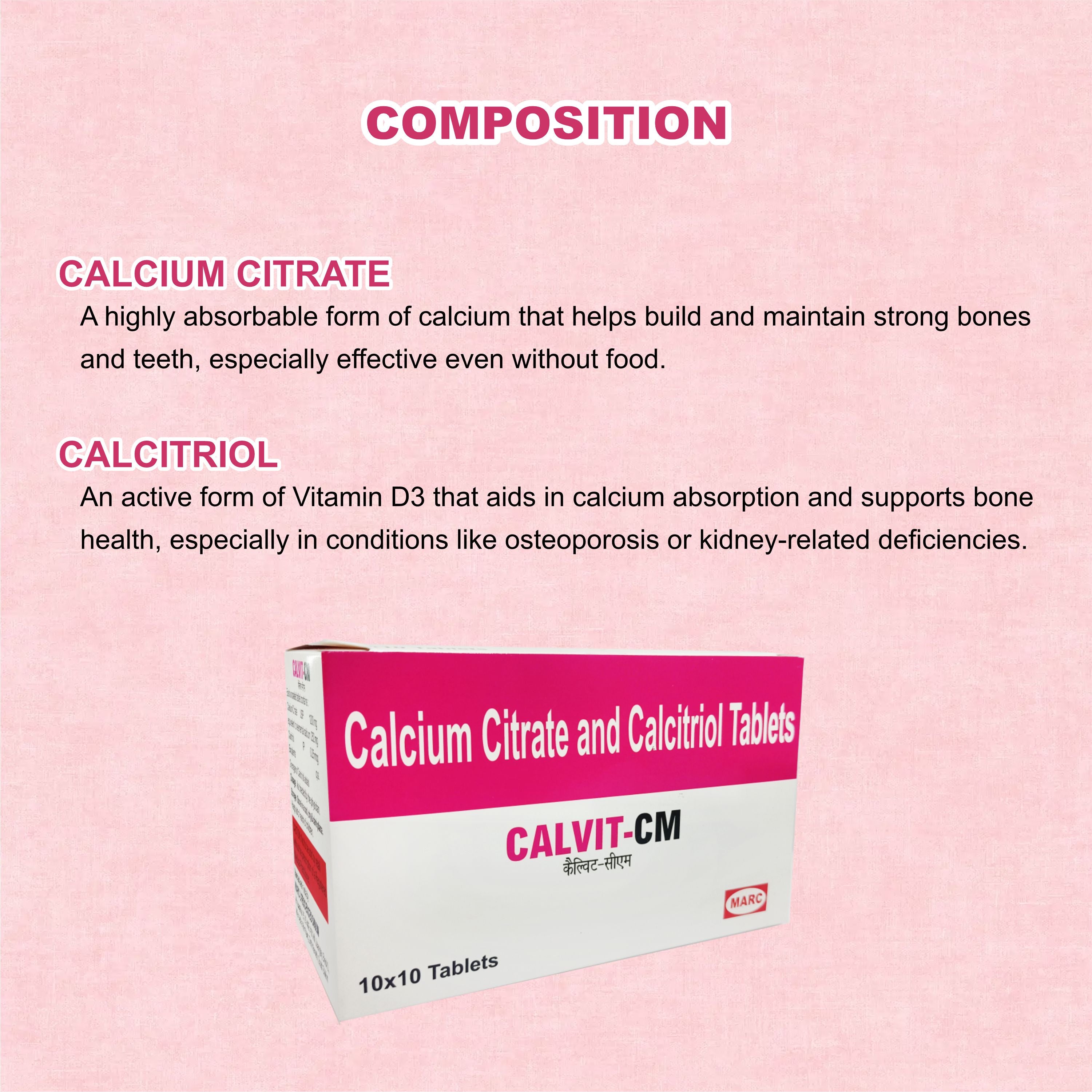 Calvit-CM Tablet – Complete Bone & Joint Support Formula (Pack of 2 Strip)