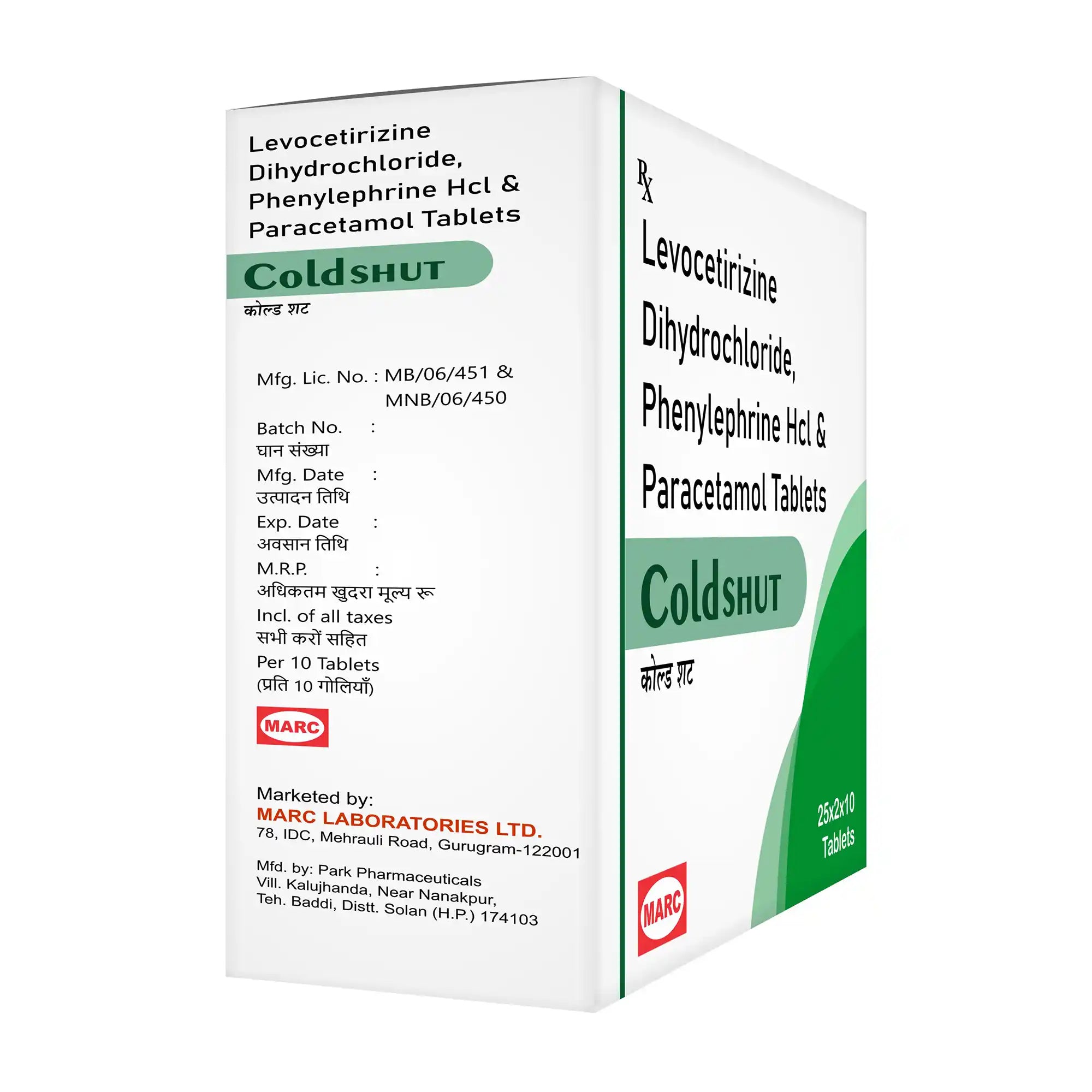 Coldshut Paracetamol & Phenylephrine Tablet – Cold, Fever & Nasal Congestion Relief