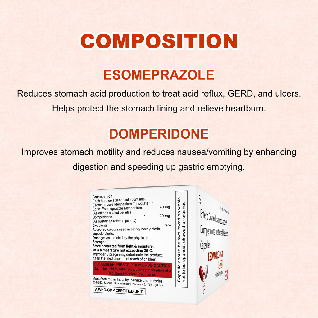 Esomarc DSR Capsule – Dual Relief for Acidity & Digestion Problems ( Pack of 2 Strip)
