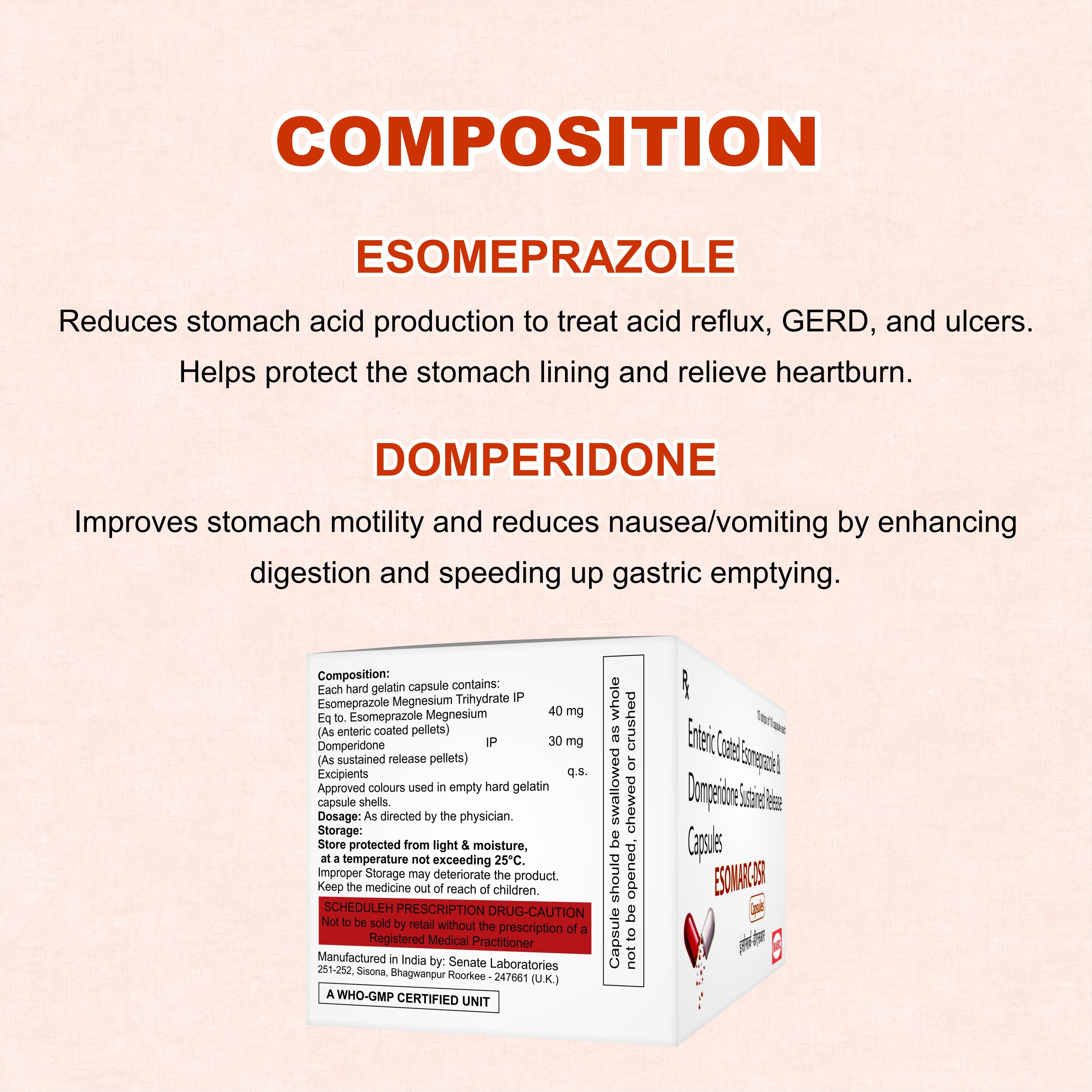 Esomarc DSR Capsule – Dual Relief for Acidity & Digestion Problems ( Pack of 2 Strip)