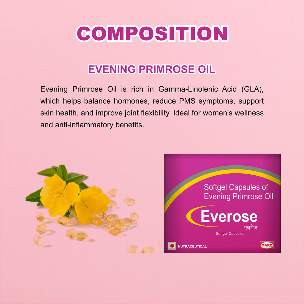 Everose Evening Primrose Oil Softgel Capsule – Skin, Hormonal Balance & Women's Wellness