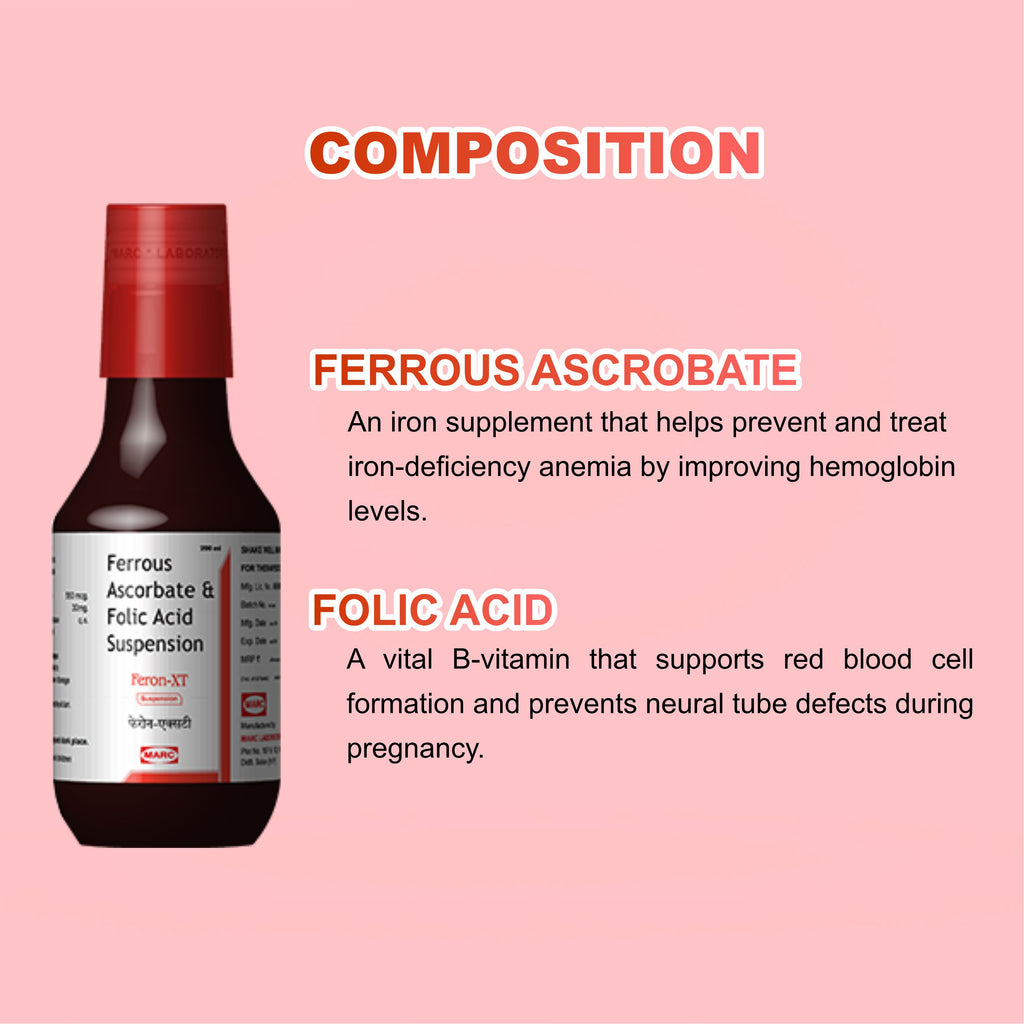 Feron-XT Iron & Folic Acid Syrup 200ml – Anaemia, Weakness & Haemoglobin Support