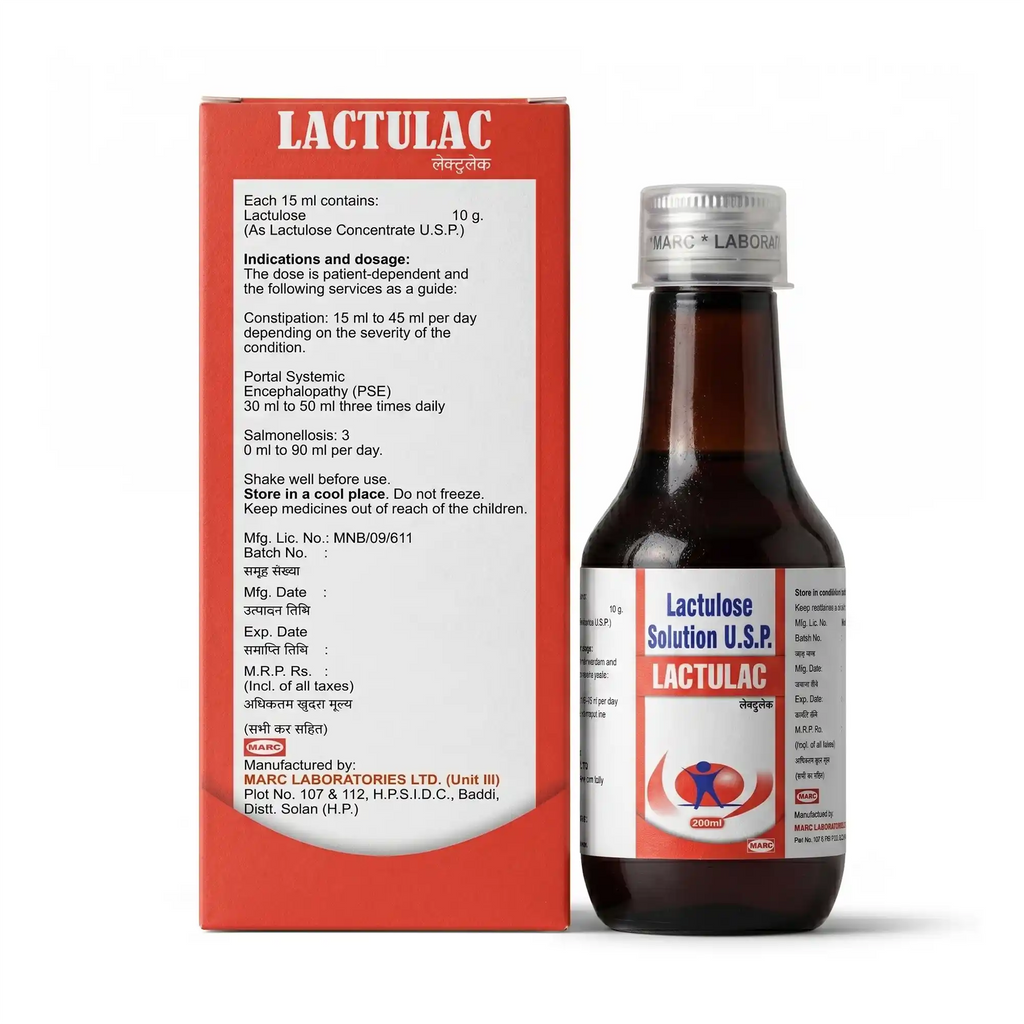 Lactulac Syrup – A Lactulose Syrup formulation designed to support gentle relief from constipation, promote regular bowel movements, improve stool consistency, support digestive health, and maintain overall gastrointestinal wellness.