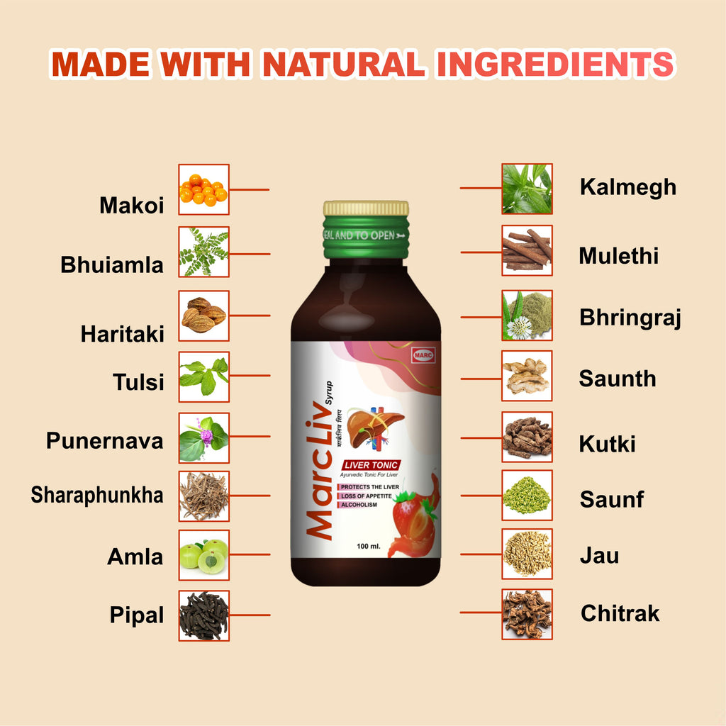 MarcLiv Syrup 100 ml – Ayurvedic Liver Tonic for Detoxification, Digestion & Healthy Liver Function (Pack of 2)