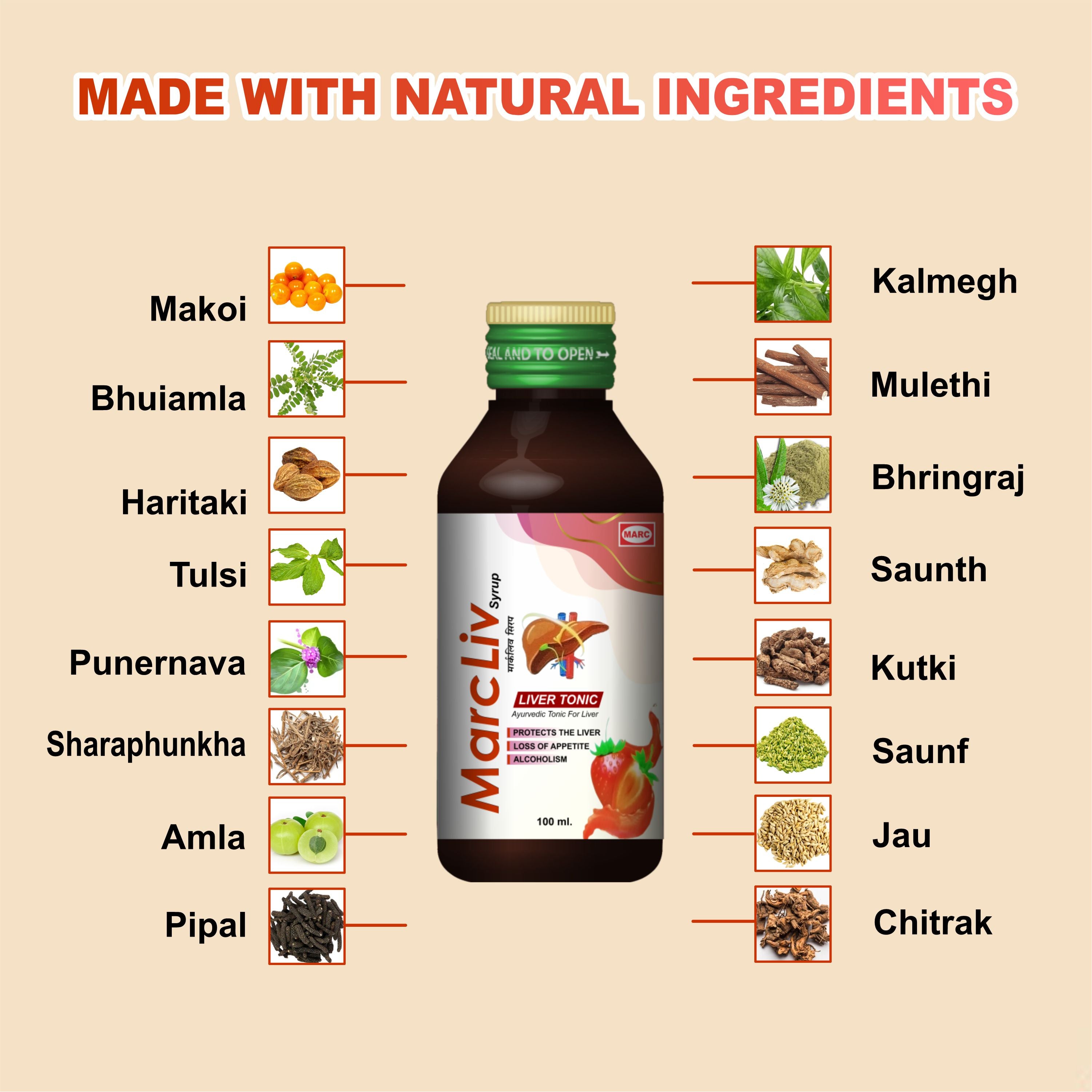 MarcLiv Syrup 100 ml – Ayurvedic Liver Tonic for Detoxification, Digestion & Healthy Liver Function (Pack of 2)