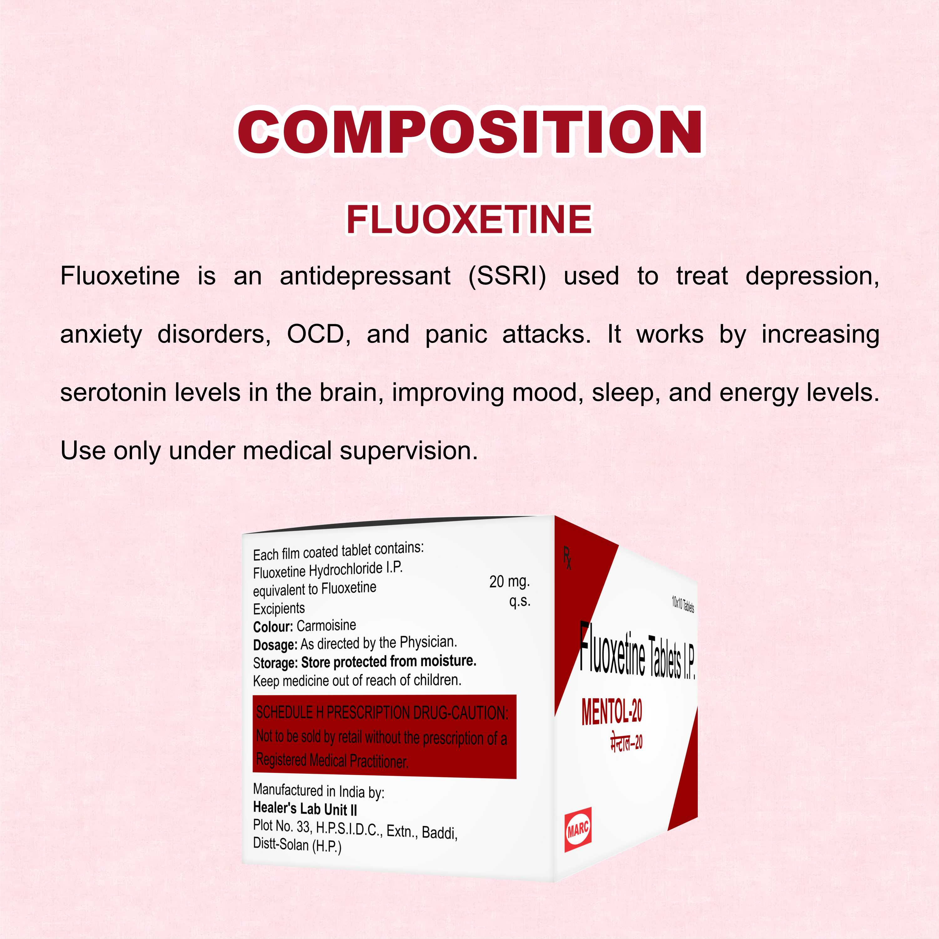 Mentol 20 Tablet – Fluoxetine 20mg for Depression, Anxiety & OCD