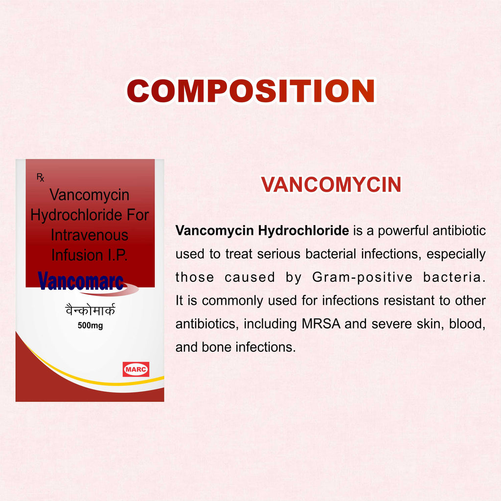 Vancomarc 500mg Vancomycin Injection – Hospital-Grade Glycopeptide Antibiotic for MRSA & Severe Infections