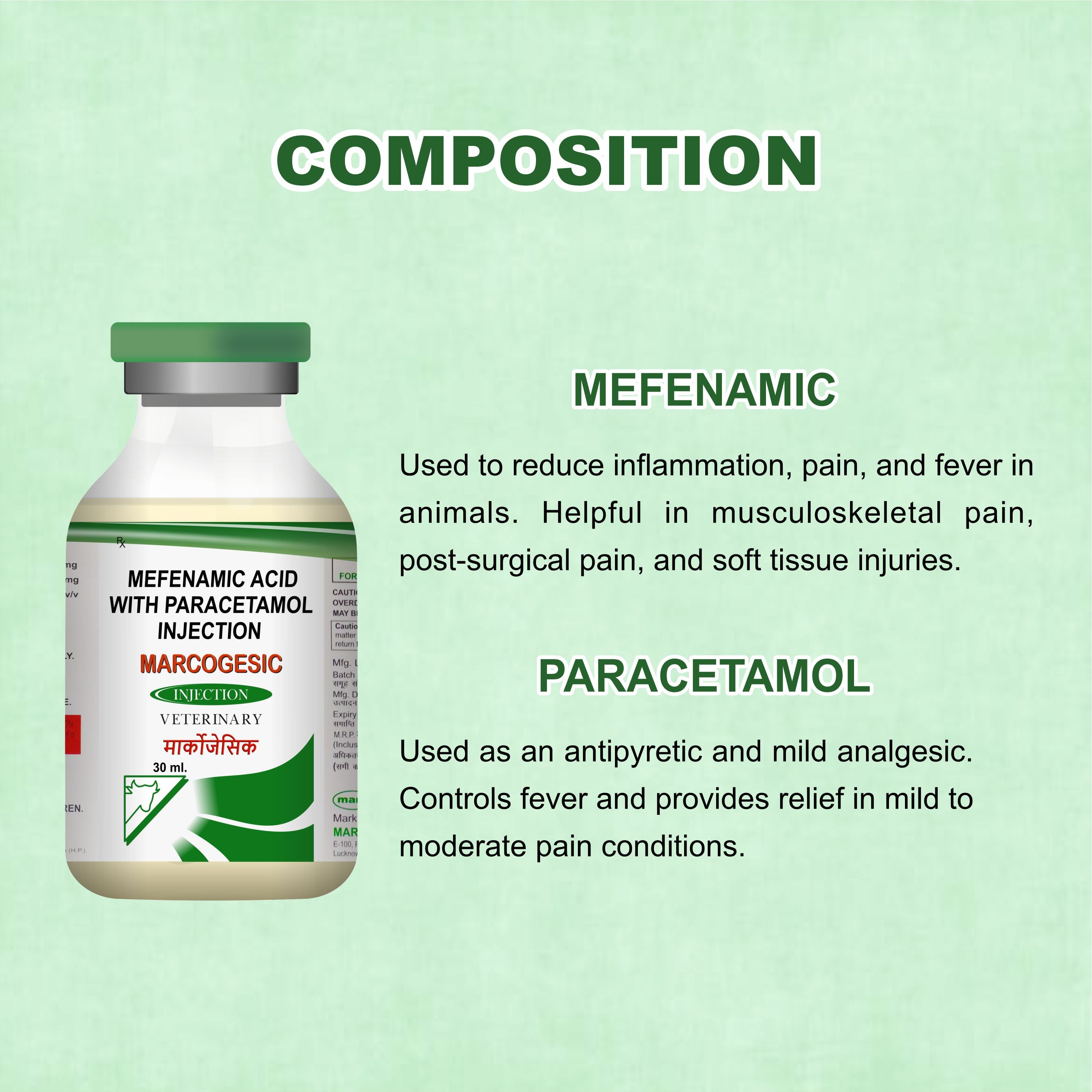 Marcogesic Injection 30ml – Fast-Acting Veterinary Analgesic & Antipyretic Solution (Pack of 4)