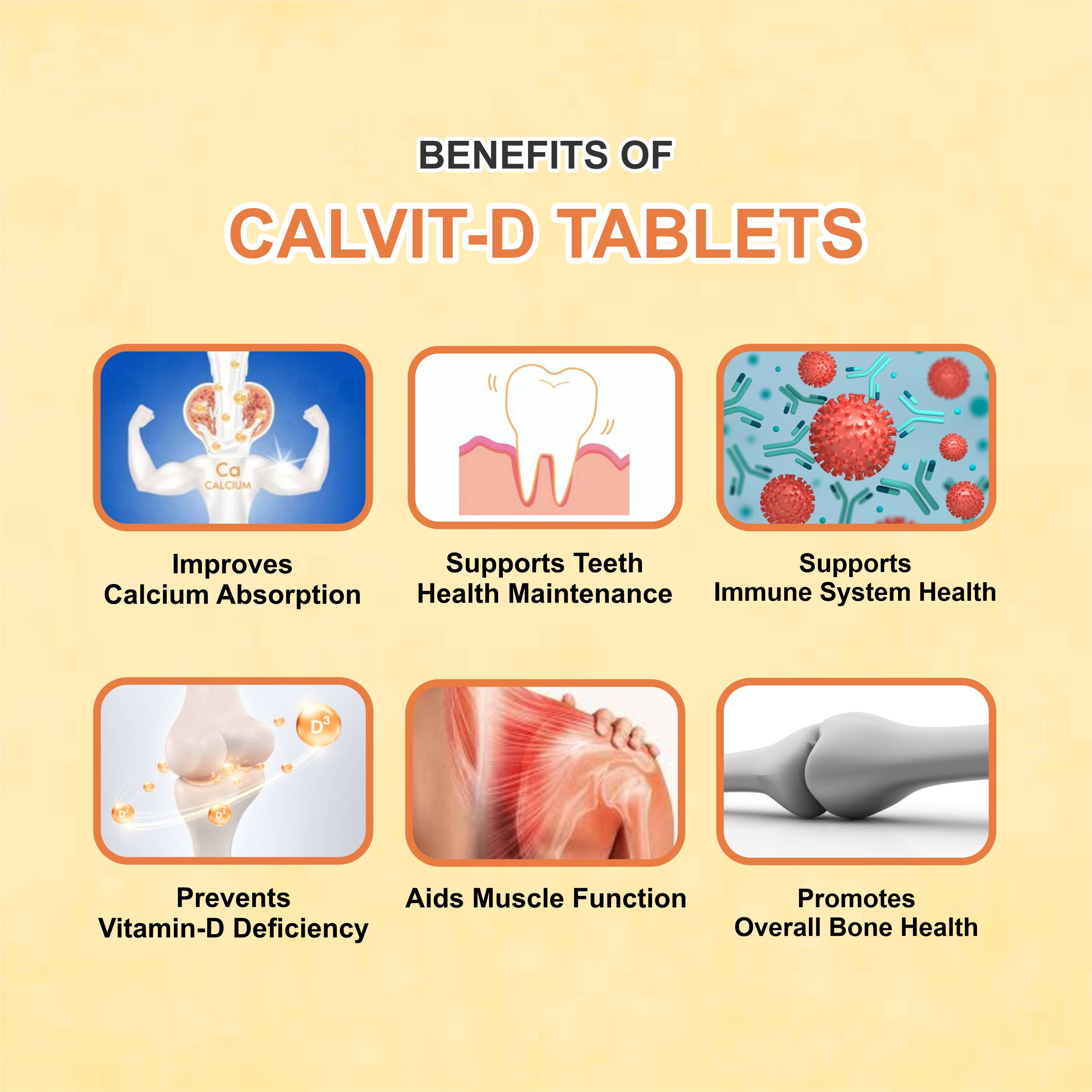Calvit-D 60000 IU – High-Strength Vitamin D3 Chewable Tablets for Bone & Immunity Support ( Pack of 2 Strip)
