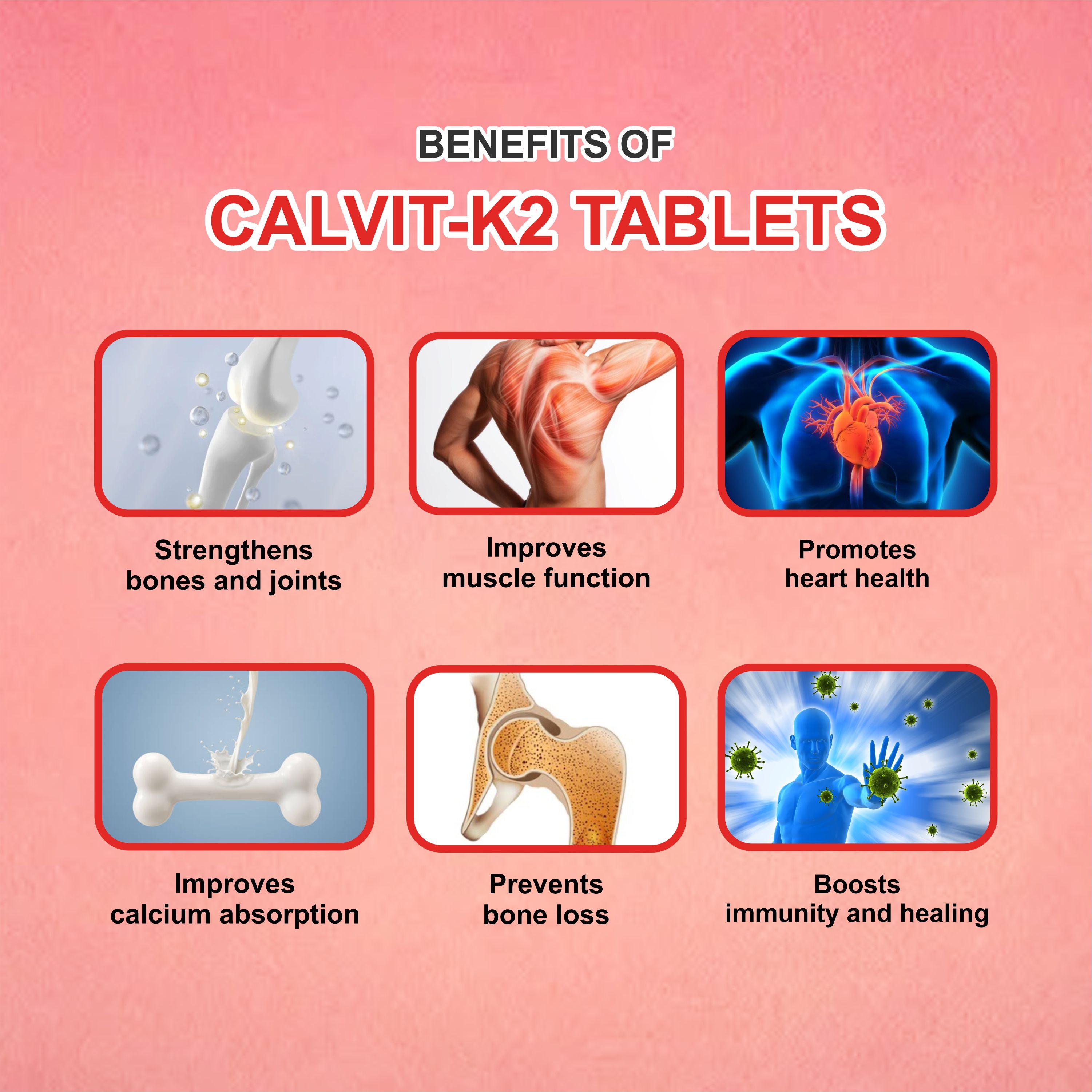 Calvit K2 Tablet – Bone Strength & Heart Protection in One ( Pack of 2 Strip)