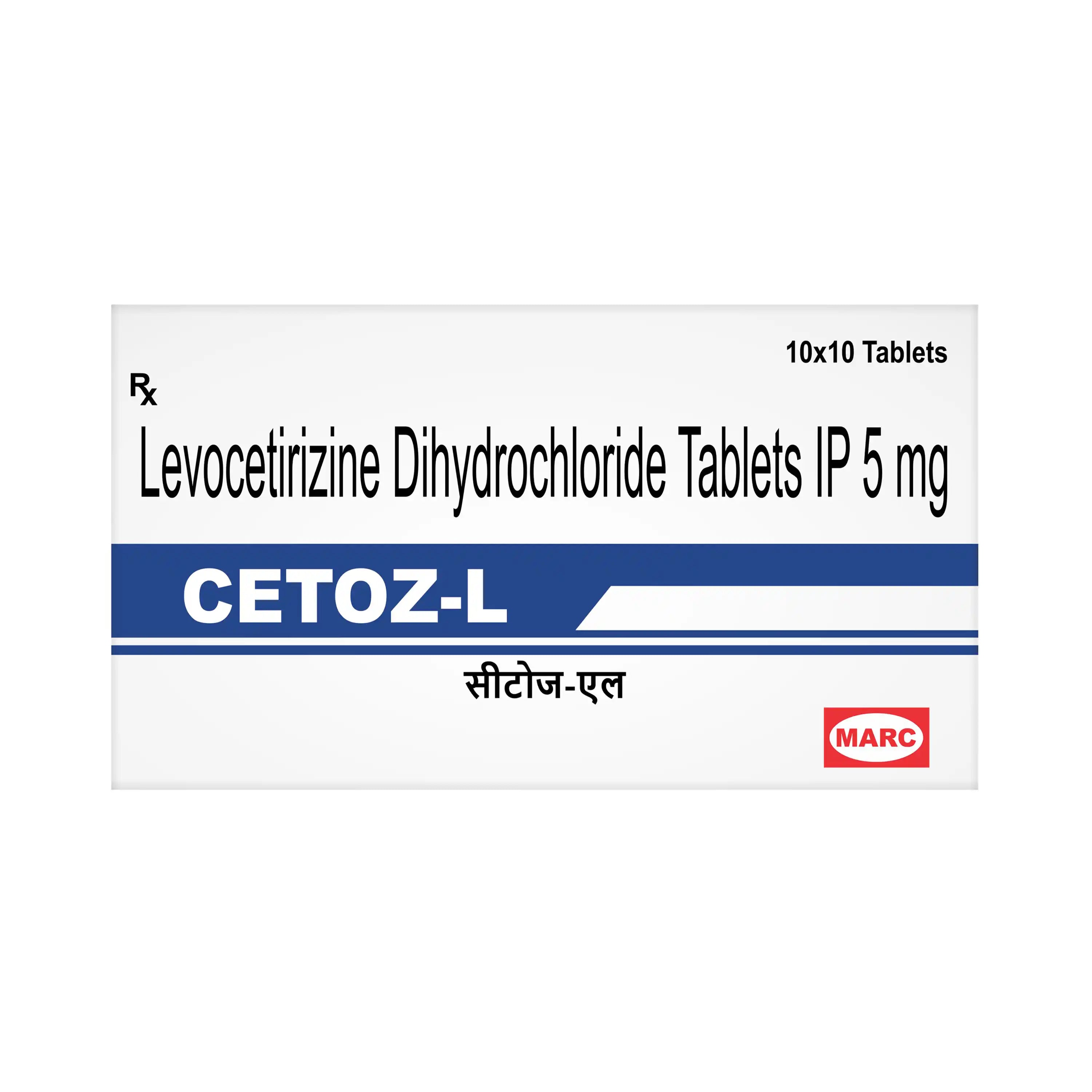 Cetoz-L Cetirizine & Levocetirizine Tablet – Allergy, Runny Nose & Skin Itching Relief