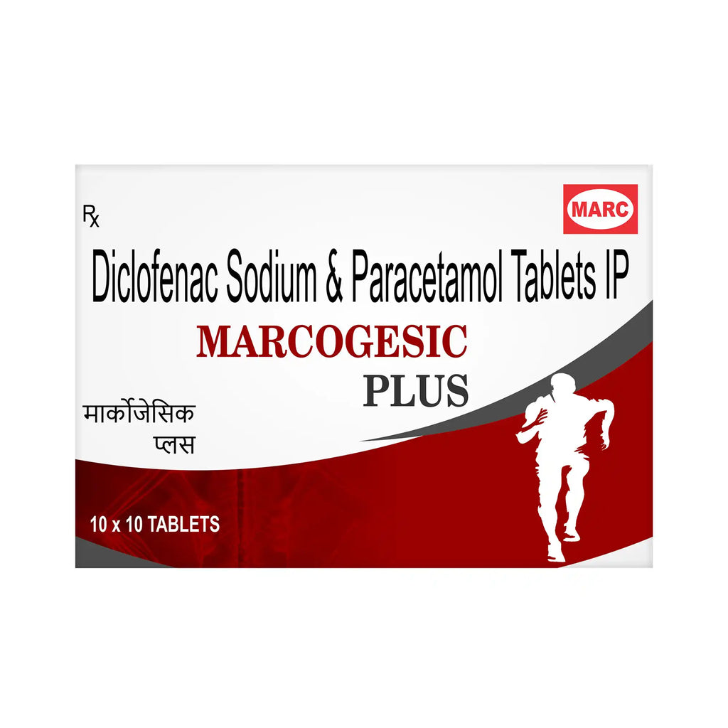 Marcogesic Plus Diclofenac, Paracetamol & Serratiopeptidase Tablet – Pain, Fever & Swelling Relief