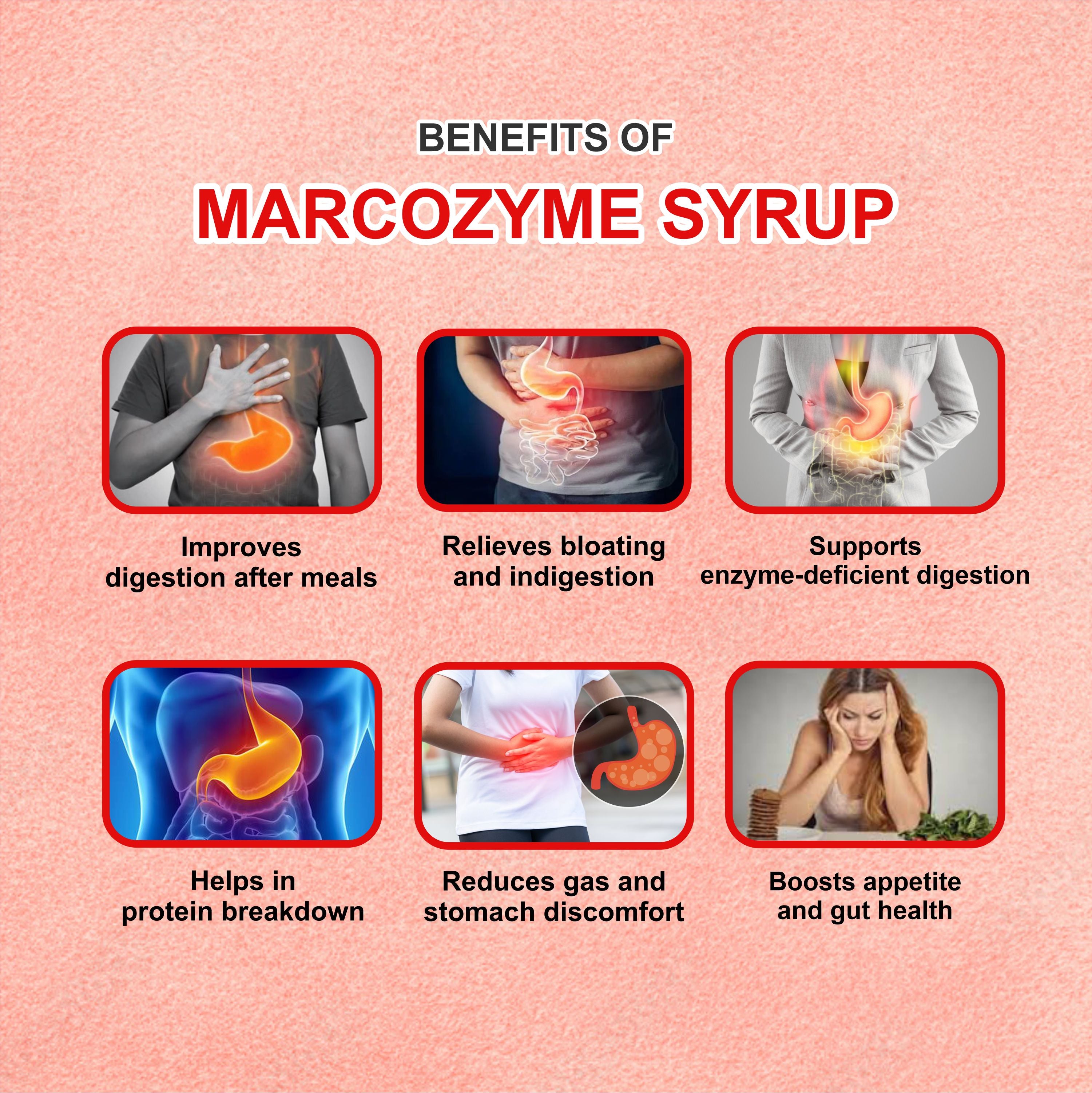 Marcozyme Digestive Enzyme Syrup 200ml – Indigestion, Gas & Stomach Pain Relief