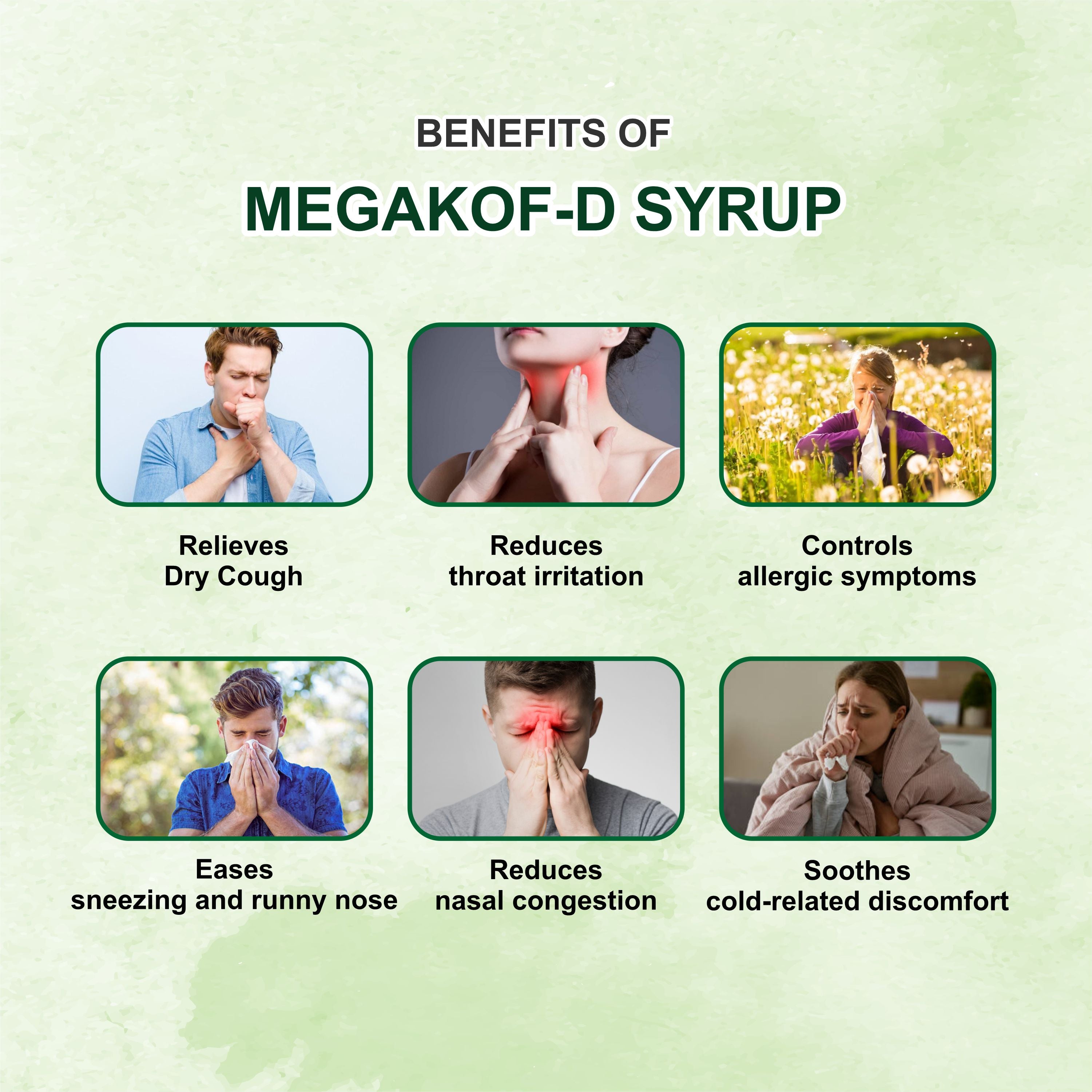 Megakof-D Dry Cough & Allergy Relief Syrup – Cold, Runny Nose & Throat Irritation