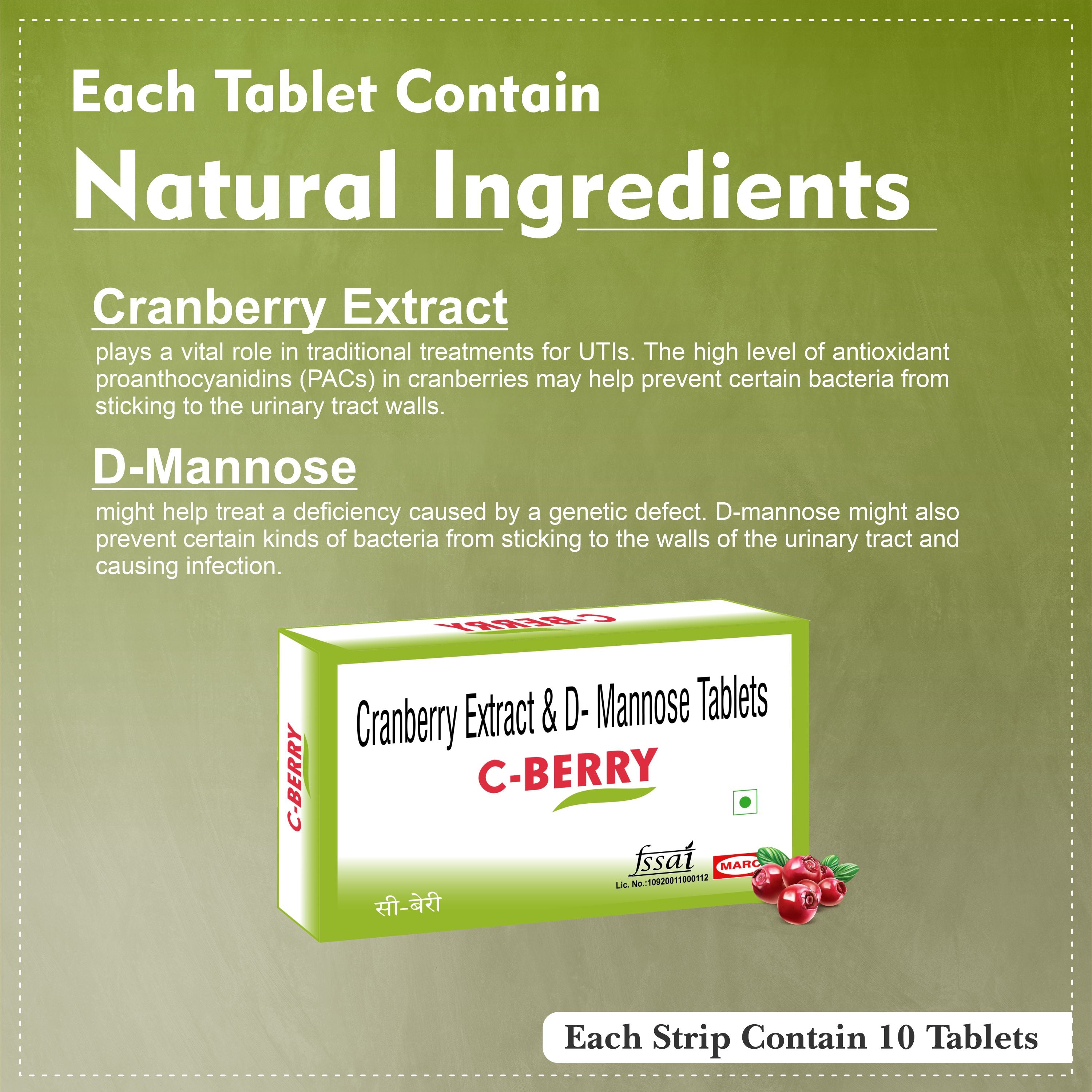 Marc C Berry Tablet – Natural Urinary Tract Support with Cranberry & D-Mannose