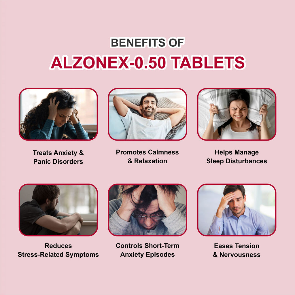 Alzonex 0.5mg Alprazolam Tablet – Moderate Anxiety, Panic Attacks & Sleep Disturbance