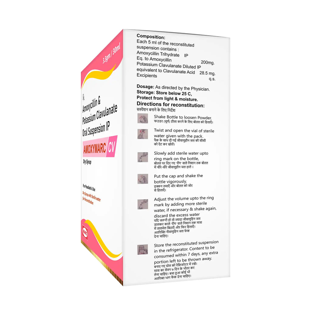 Amoxymarc CV Dry Syrup – Amoxicillin & Clavulanate for Pediatric Bacterial Infections